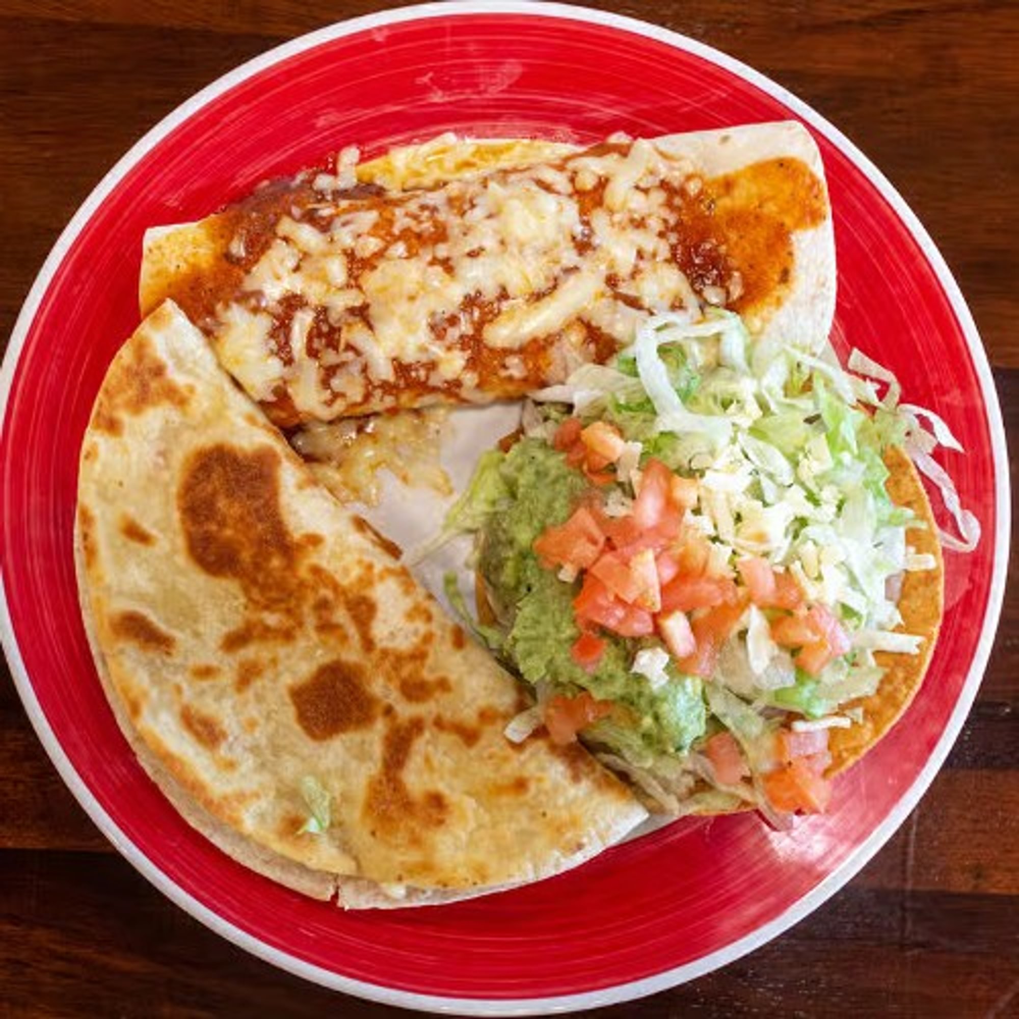 Bean Burrito, Chalupa and Cheese Quesadilla