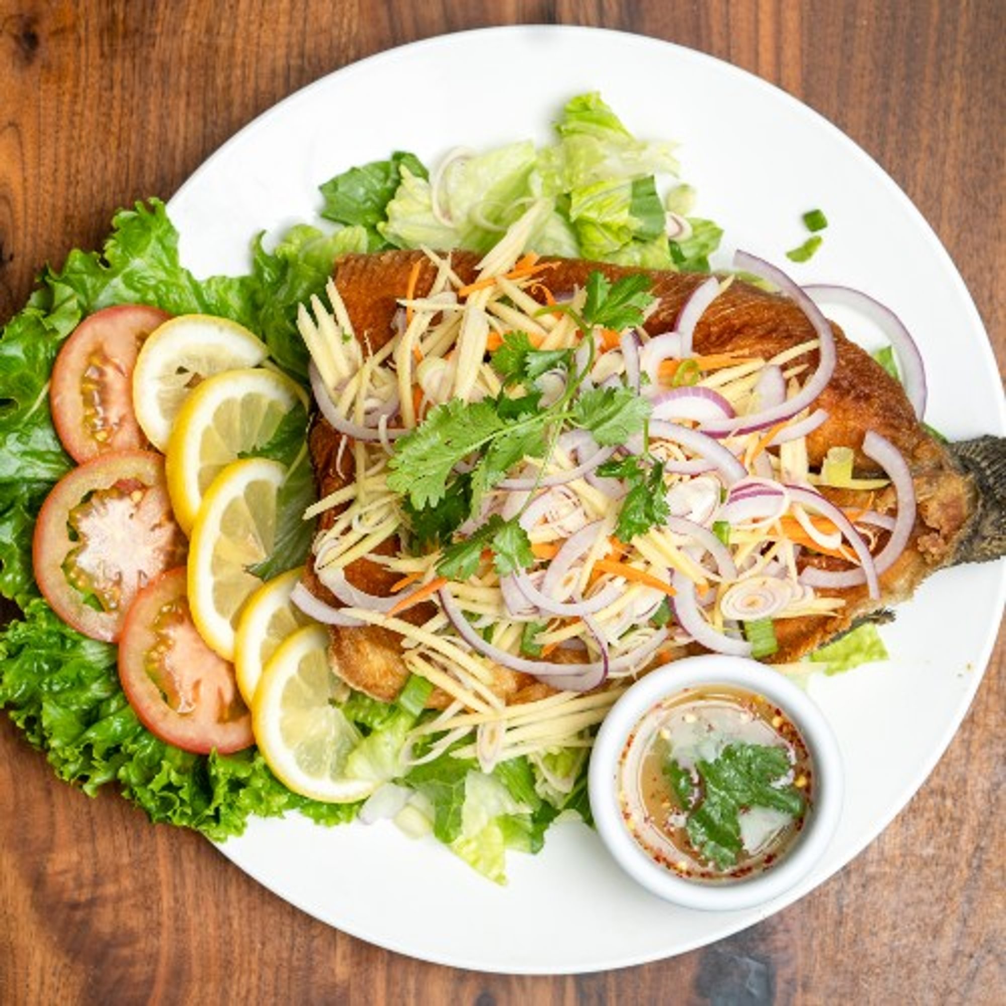 Crispy Rainbow Trout with Lemon Grass Salad