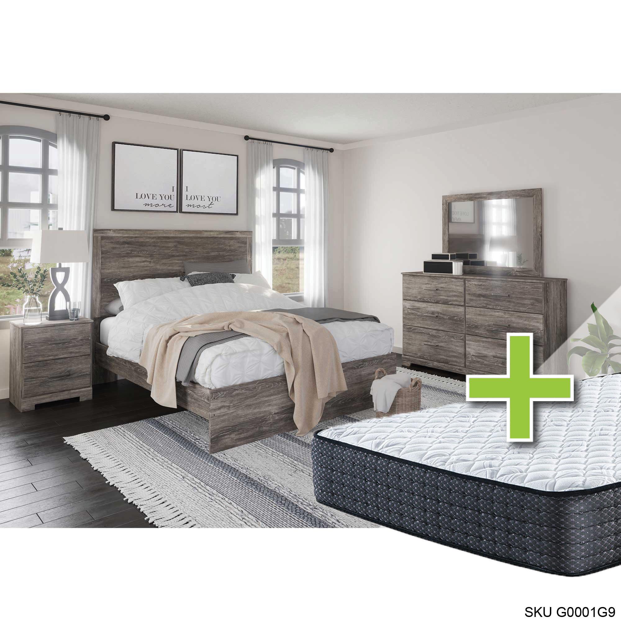 Queen Ralinski Bed w/Dresser, Mirror, Nightstand