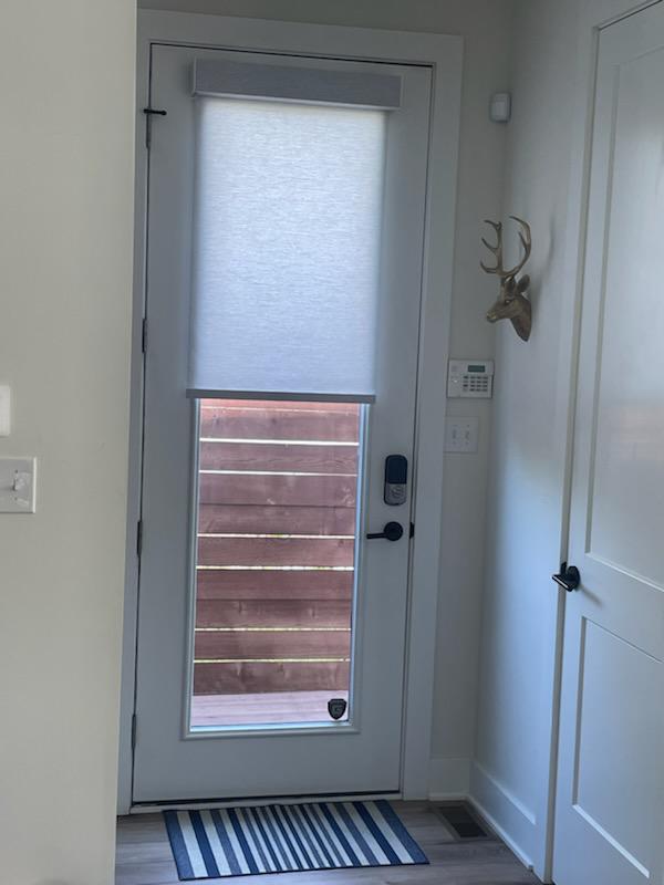 Need more privacy or just less sunshine coming in through your glass doors? Get some inspiration from this Indianapolis home. These are our Textured Roller Shades!  BudgetBlindsPlainfieldIN  IndianapolisIN  RollerShades  FreeConsultation  WindowWednesday