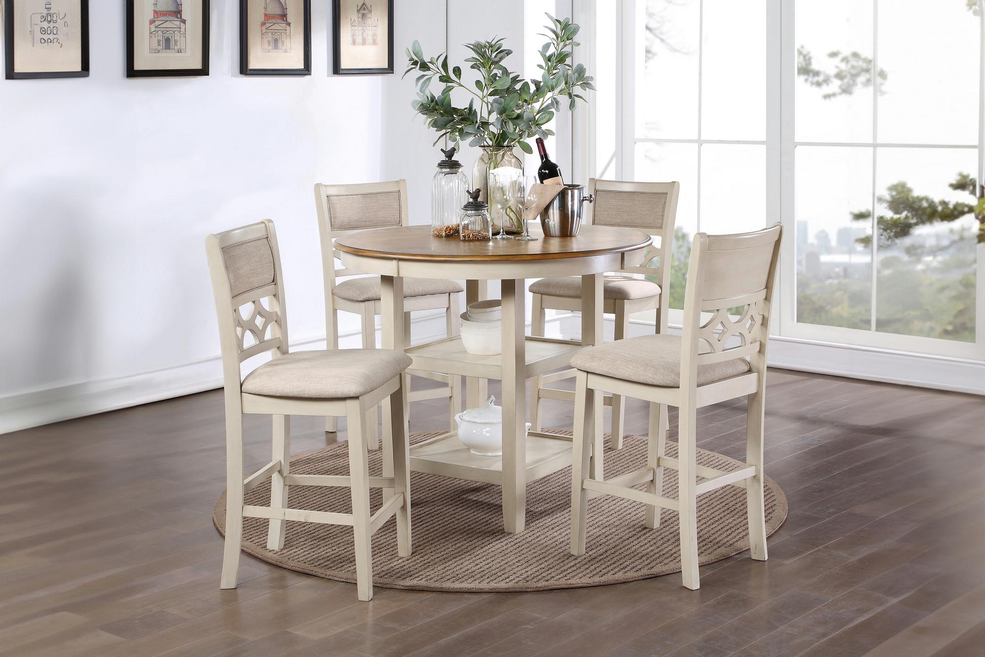 Mitchell 5-Piece Counter Height Dining Set w/ Table & 4 Chairs - Bisque