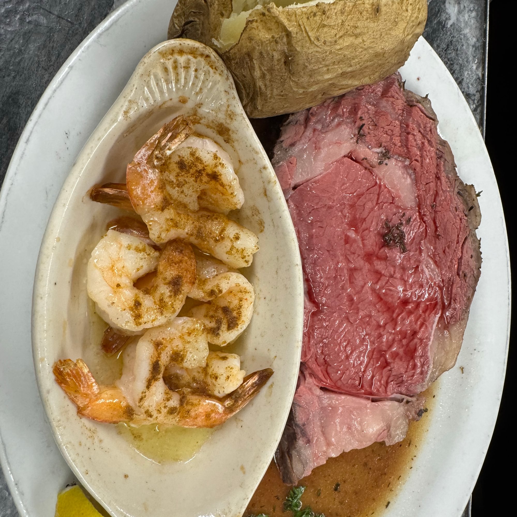 12 Oz Prime Rib And Shrimp