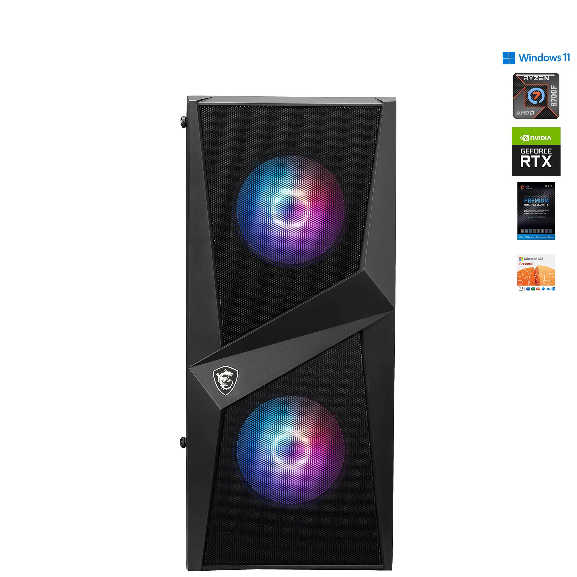 Ryzen 7, 16GB, 1TB SSD, RTX 5050 Gaming Desktop w/ Total Defense Internet Security v. 11 & Microsoft