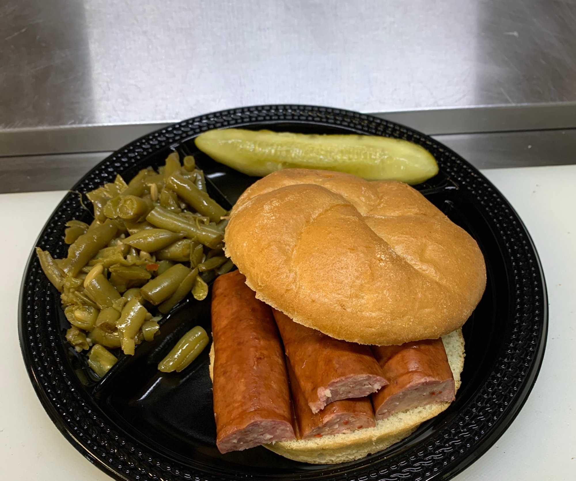Smoked Hot Sausage Sandwich