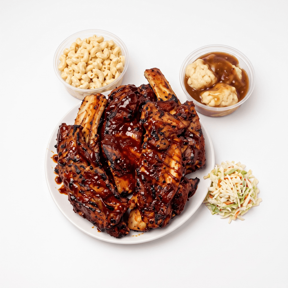 2 pc Beef BBQ Ribs with a Side
