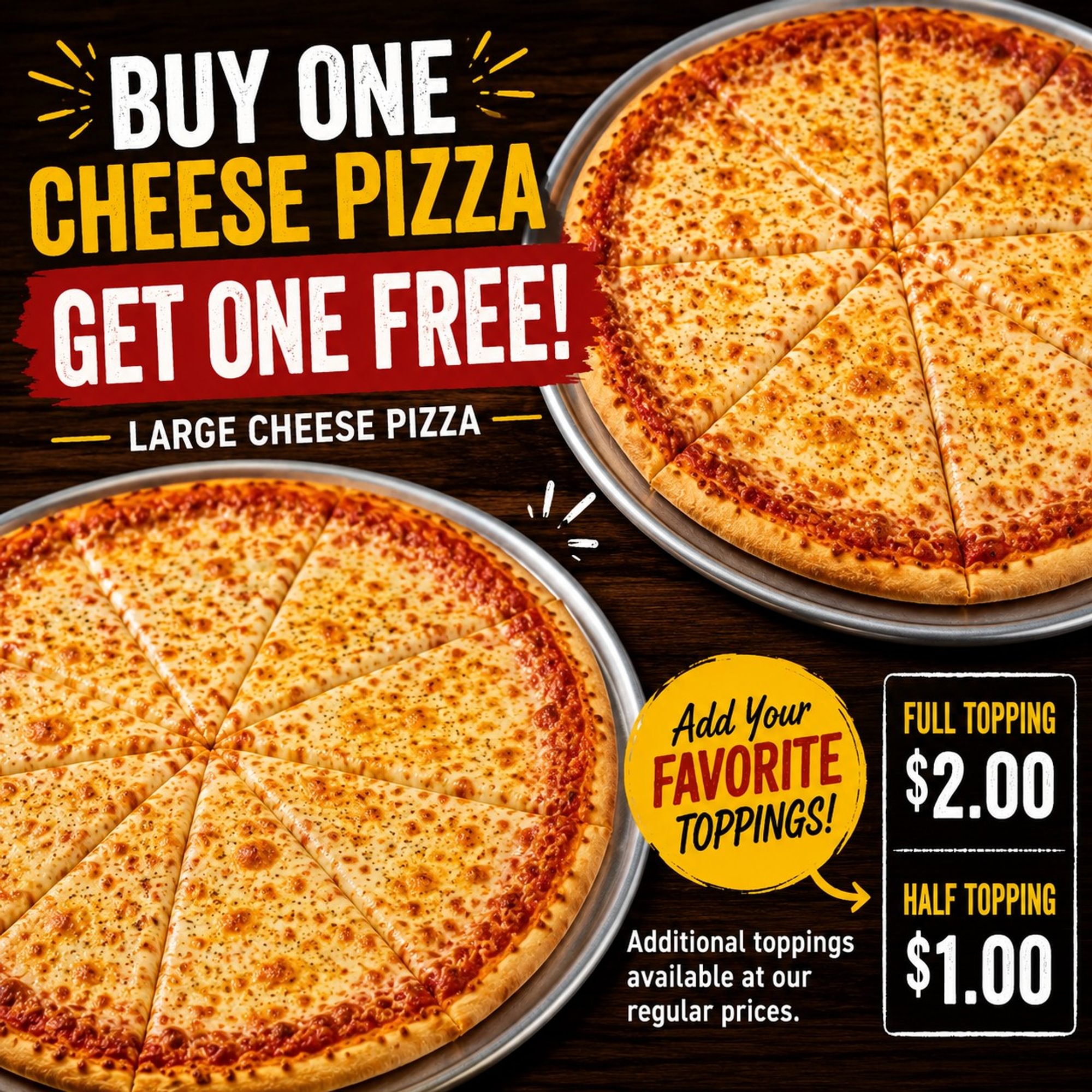 Buy One Cheese Pizza, Get One Free