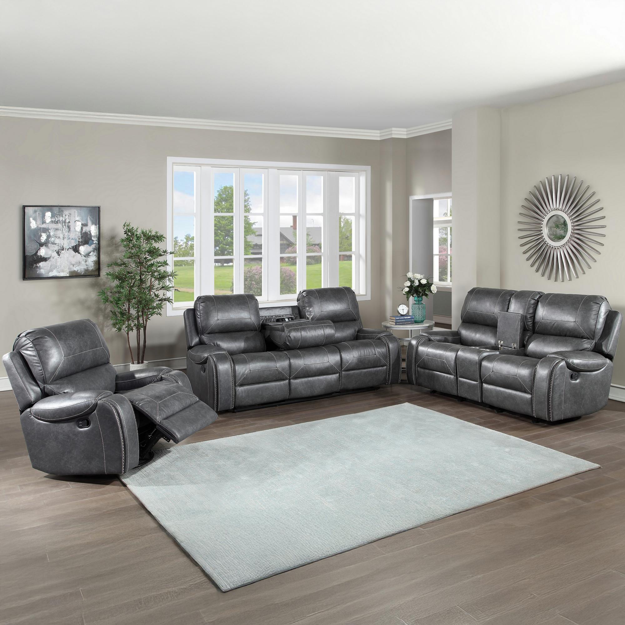 Keily Gray Reclining Sofa, Reclining Loveseat, & Recliner