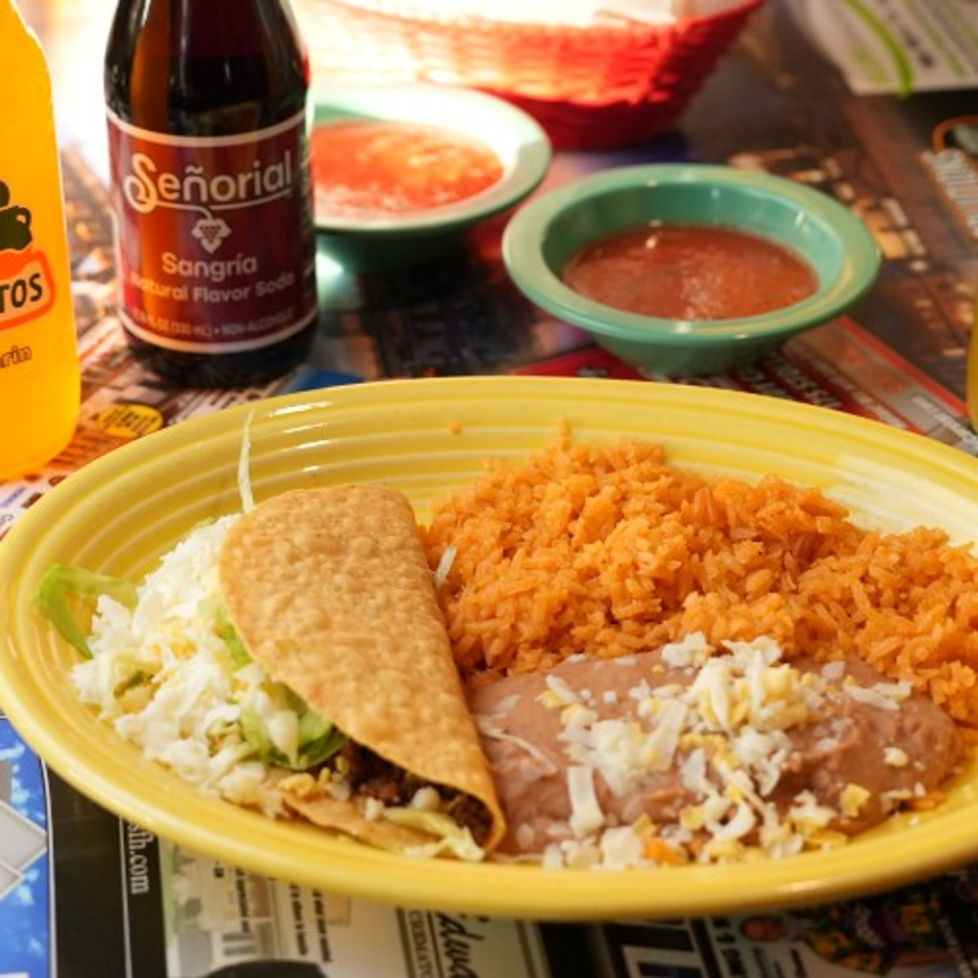 One Taco, Rice and Beans