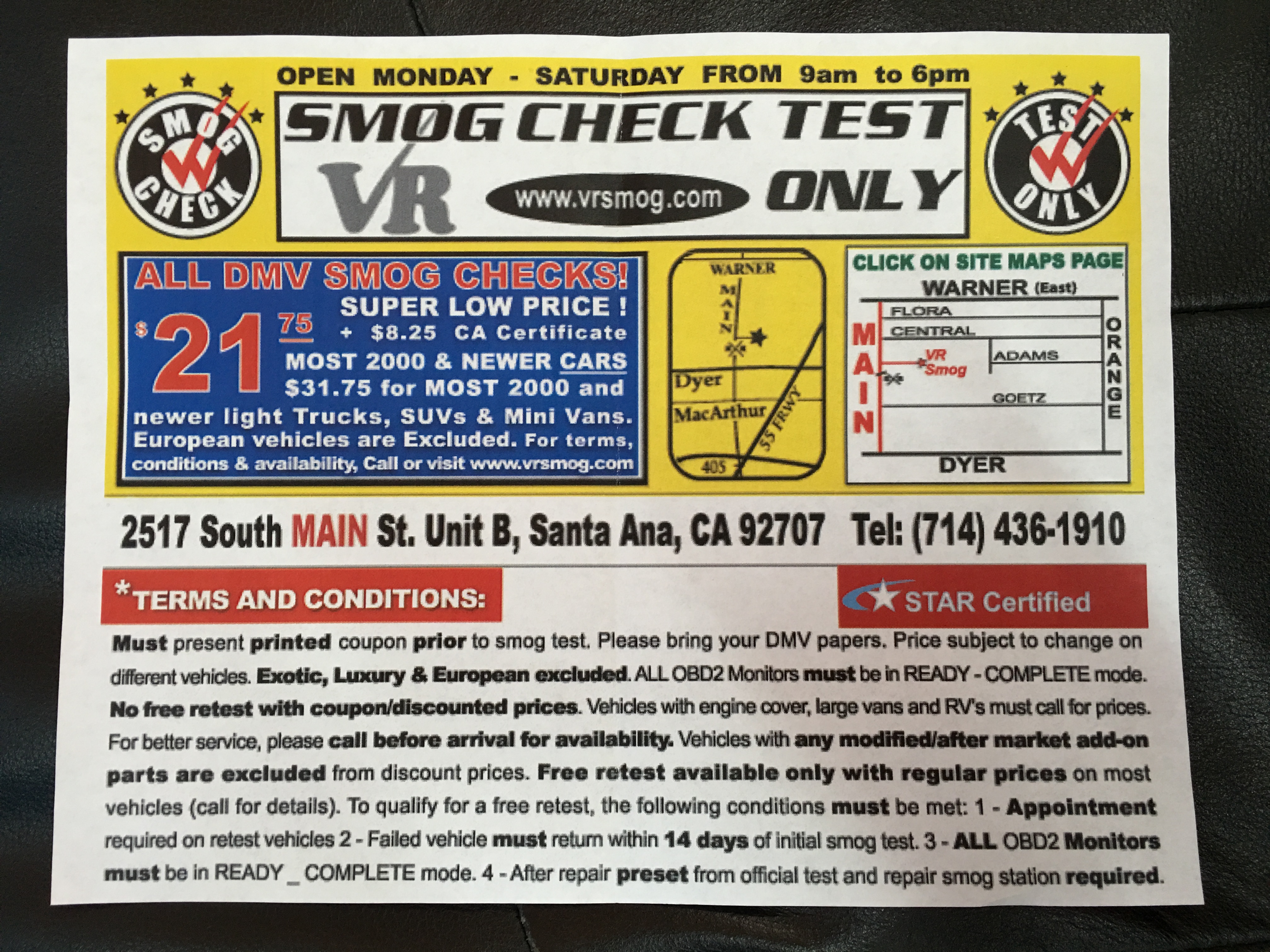 VR smog check test only Photo