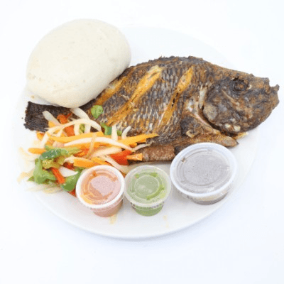 Banku, Pepper w/Tilapia Fish To Go