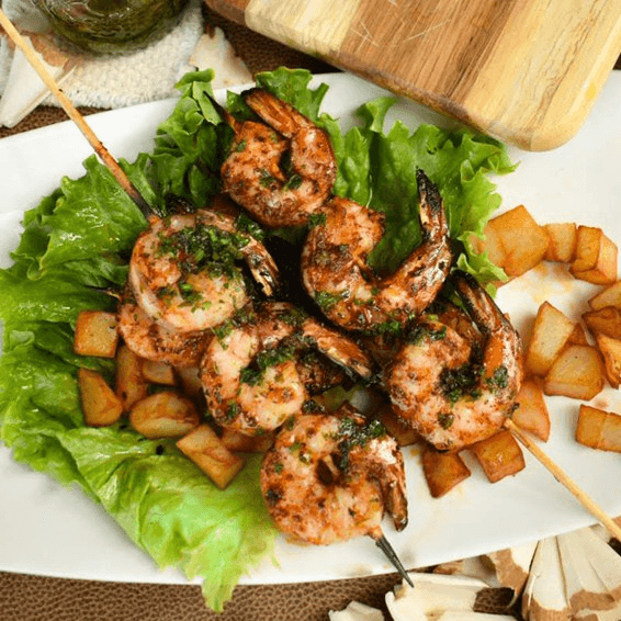 Brochetas de Camarones
