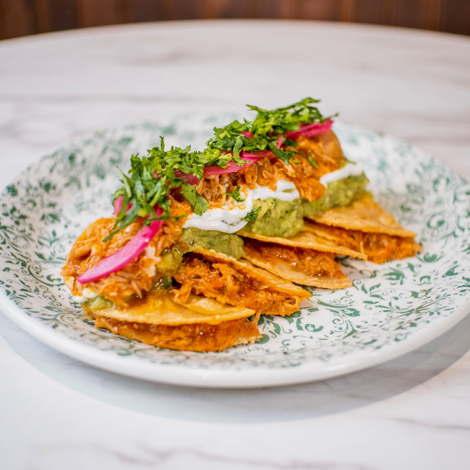 Spicy chicken tinga quesadilla