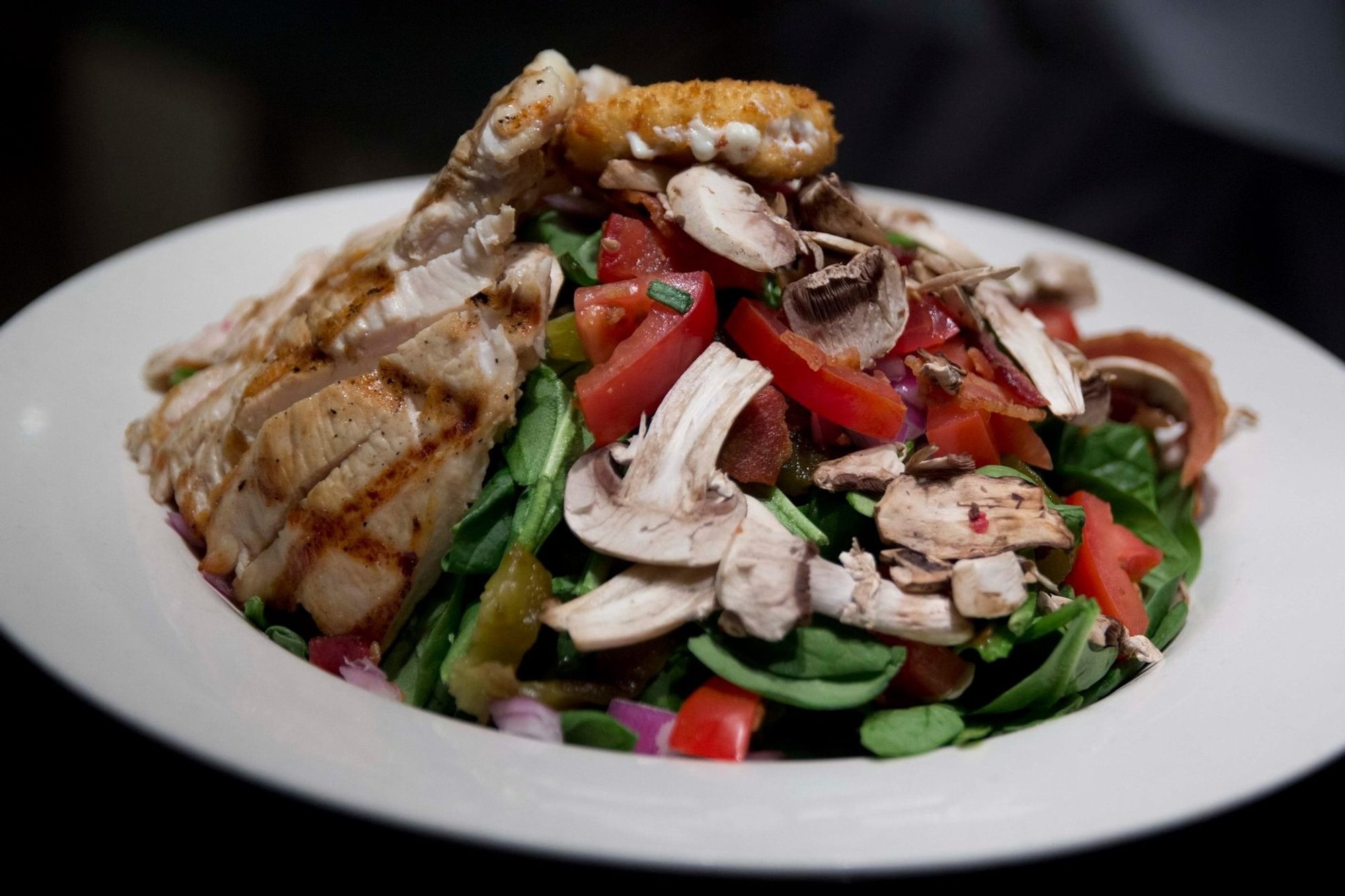 Spinach Salad and Grilled Chicken