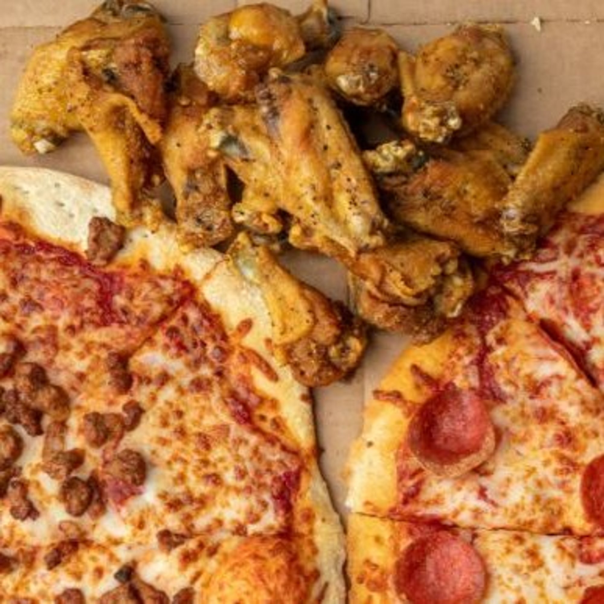 Two 14" 1 Topping 10 Wings