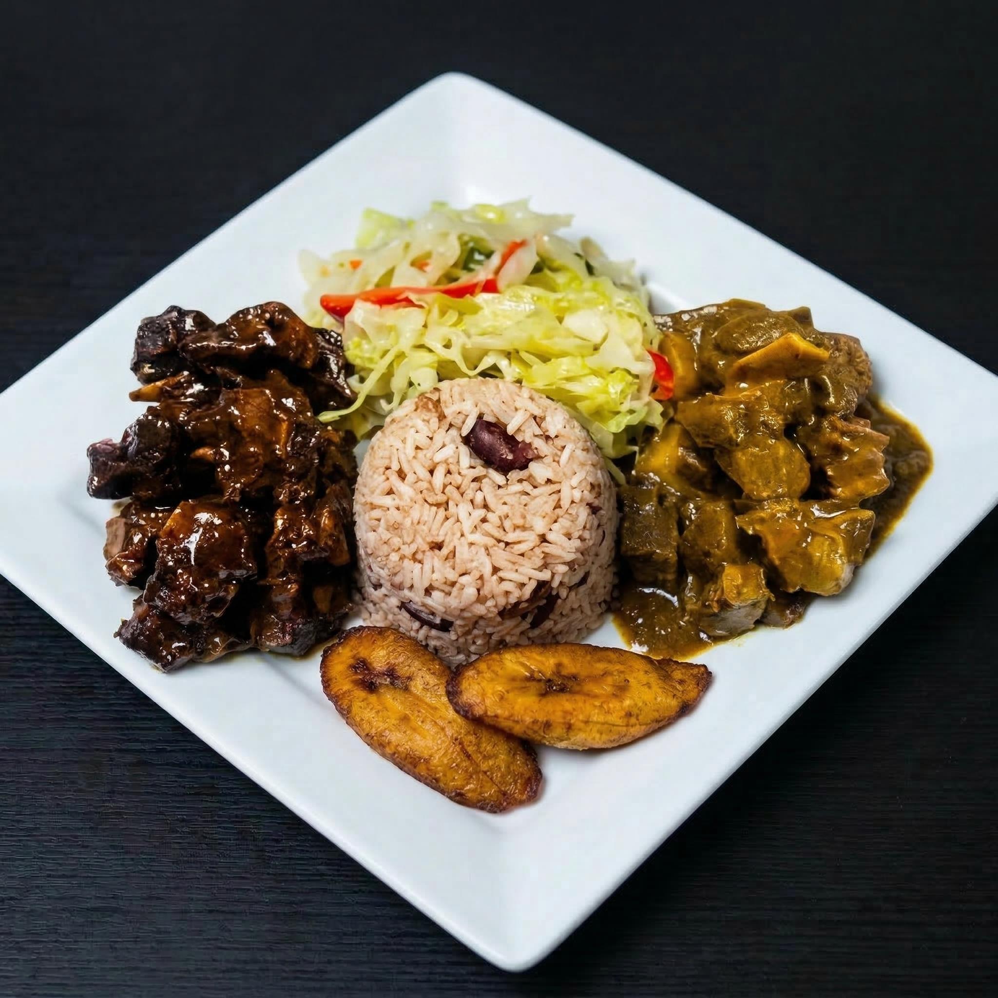 Curry Goat and Jerk Pork
