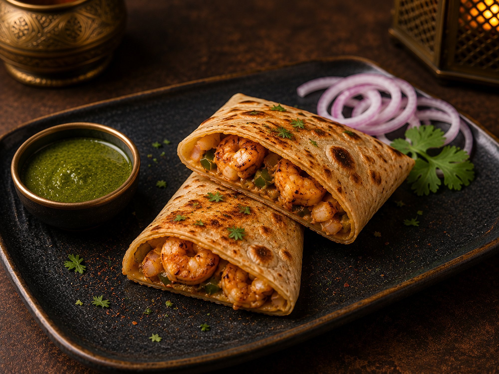 Jhinga Jalwa — Spiced Shrimp Naan Pocket