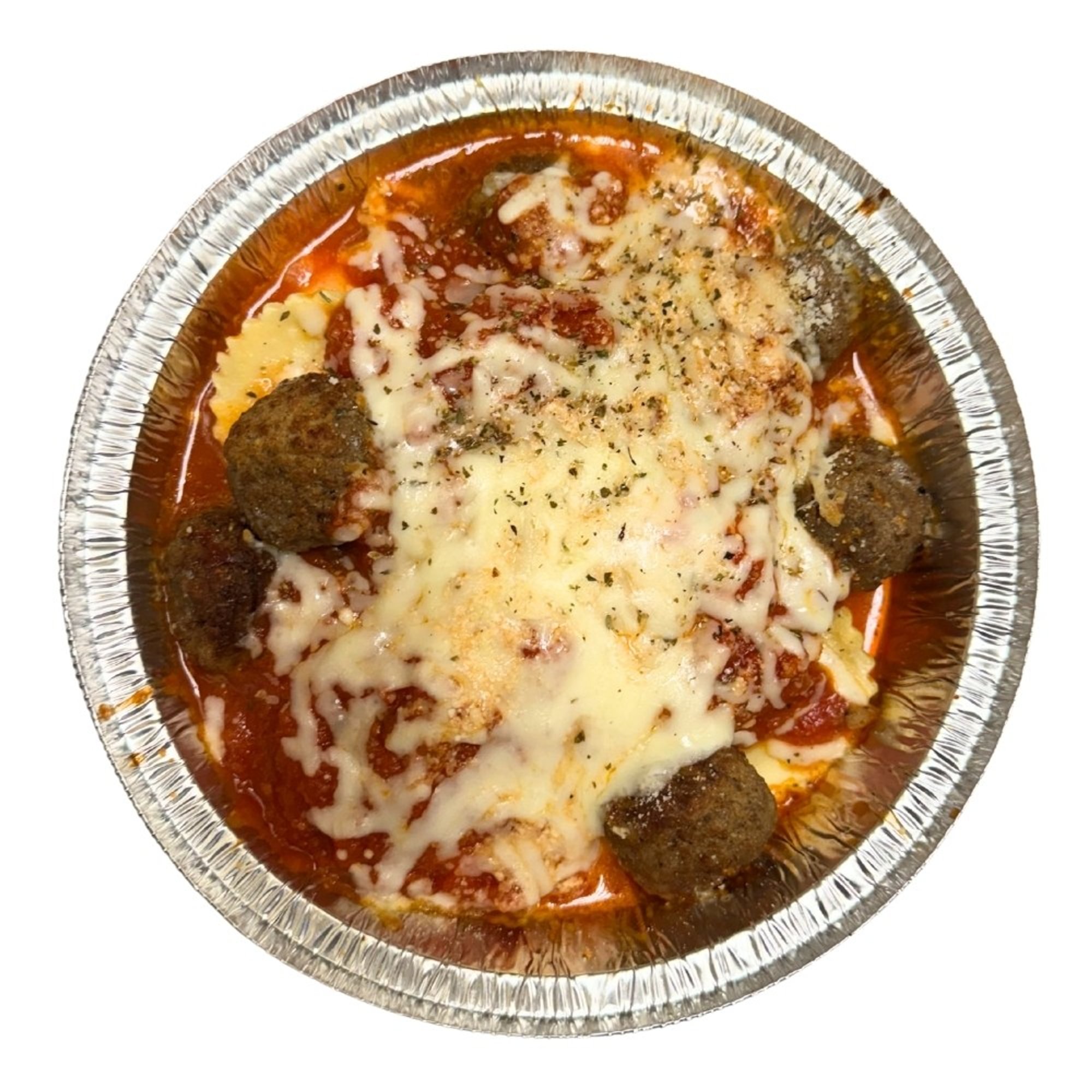 Cheese Ravioli with Meatballs