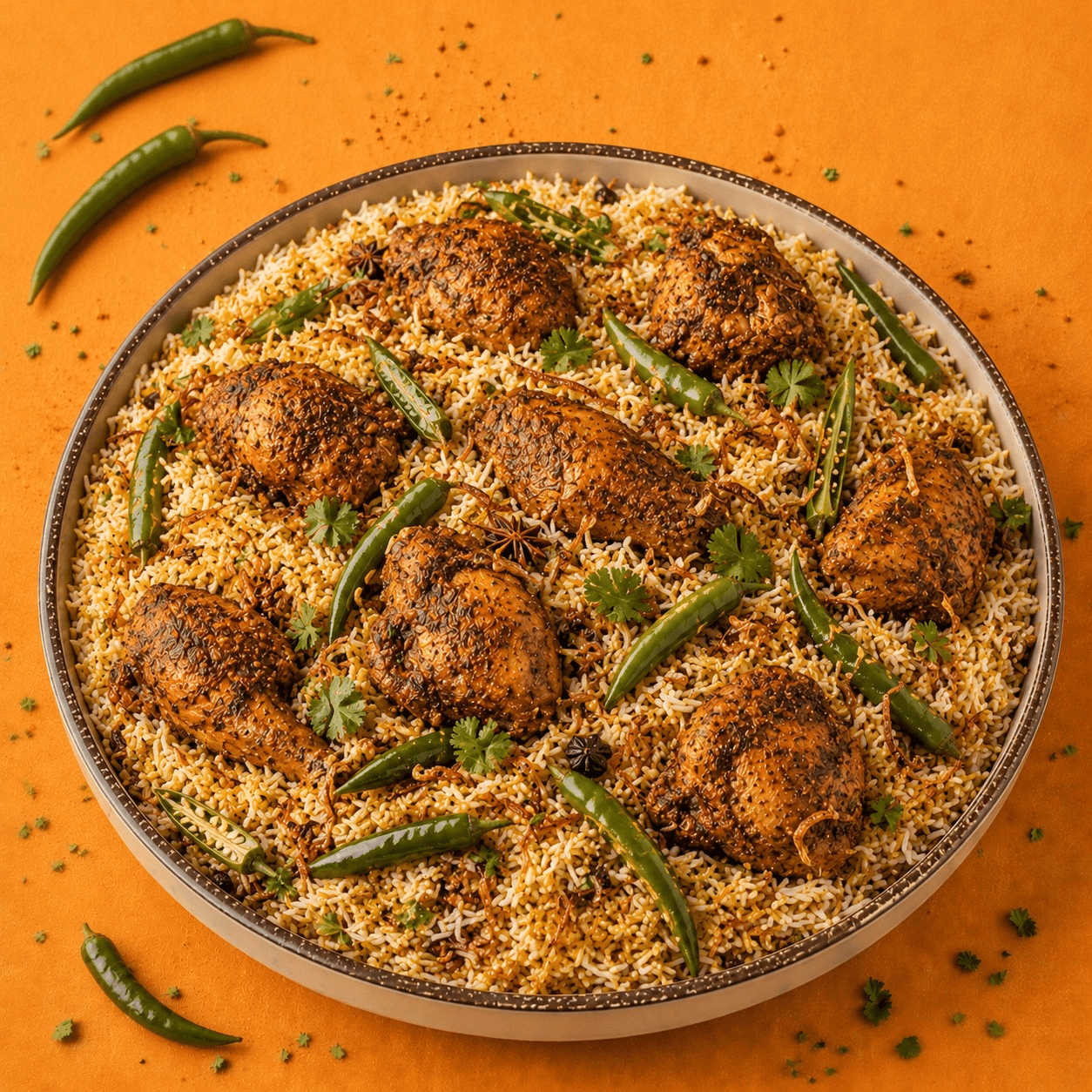 Green Chili Chicken Biryani