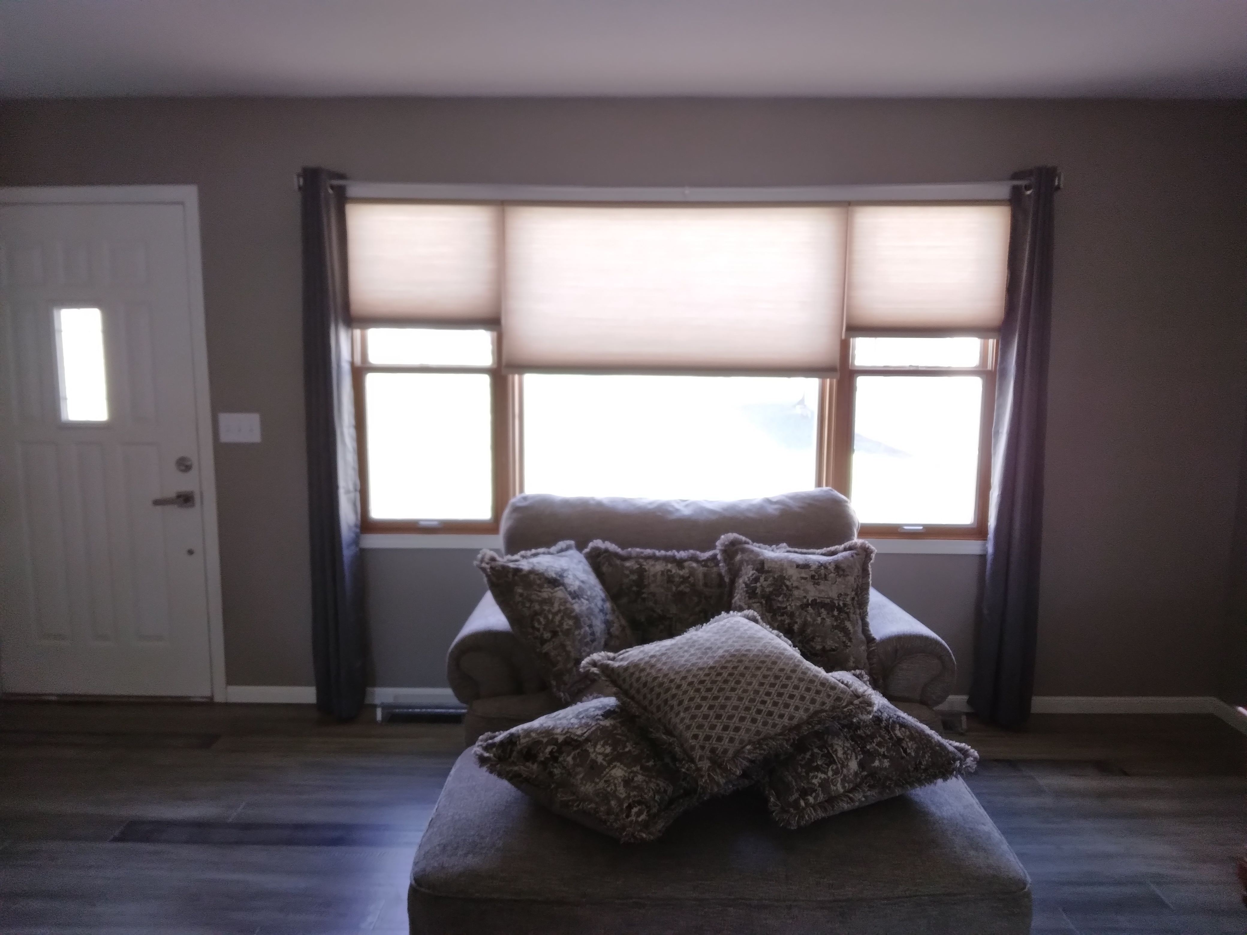 Cordless honeycomb shades are a great choice when choosing window coverings for multiple windows next to each other.  BudgetBlinds  WindowCoverings  Shades  HoneycombShades  CellularShades  SpringfieldIllinois