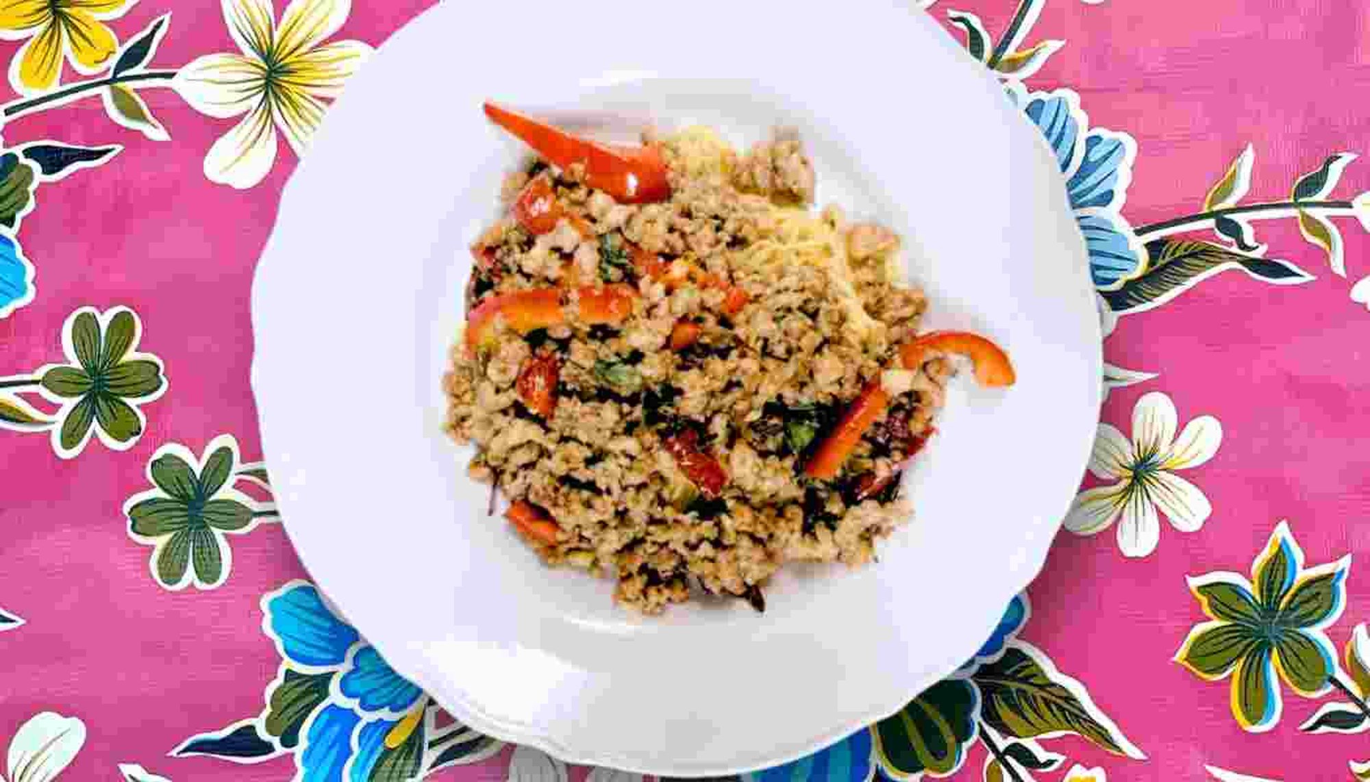 Pad Kaprow on Egg noodle