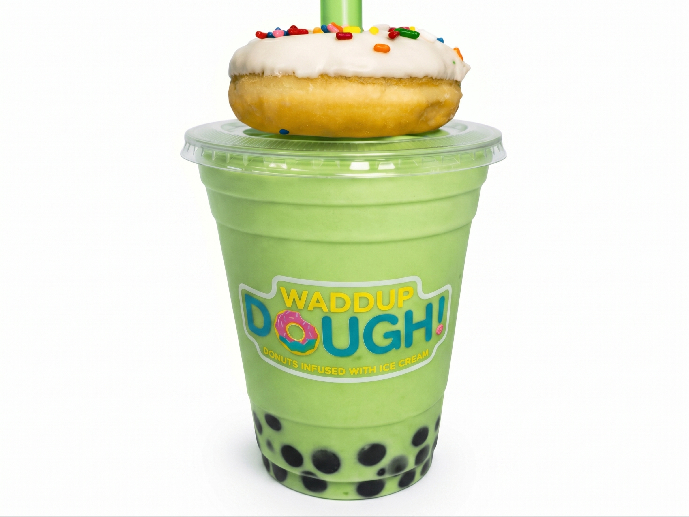 Honeydew Shake w/ Boba + Donut