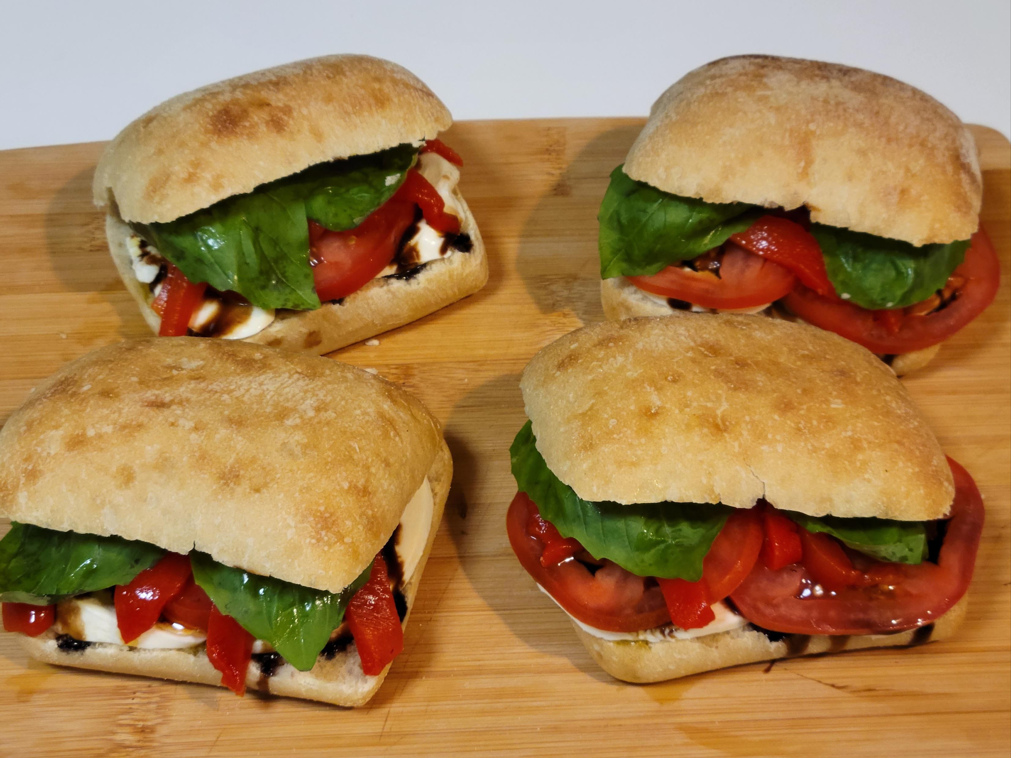 Mozzarella Caprese Grilled Sandwich on Ciabatta Bread
