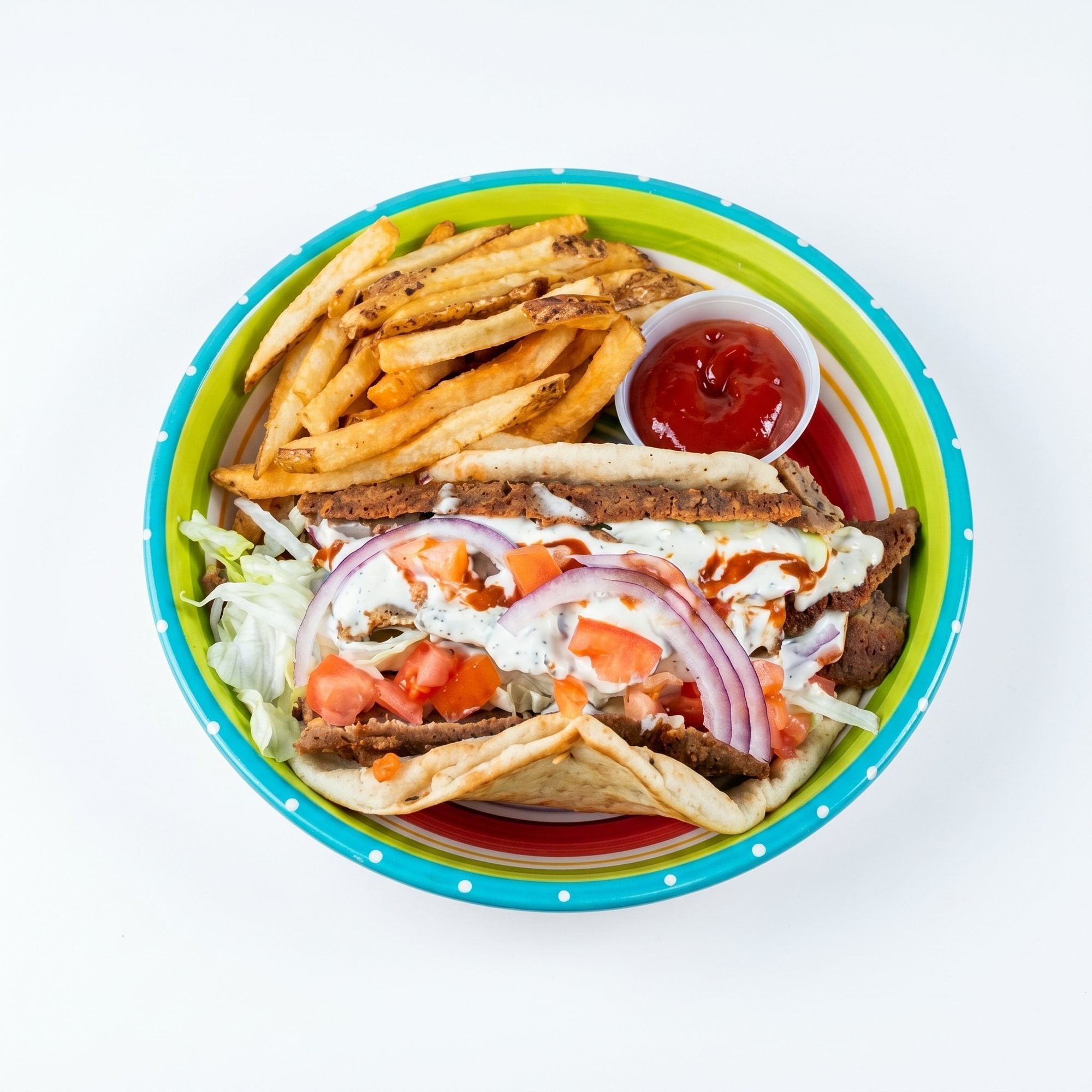 Lamb Gyro Sandwich with Fries