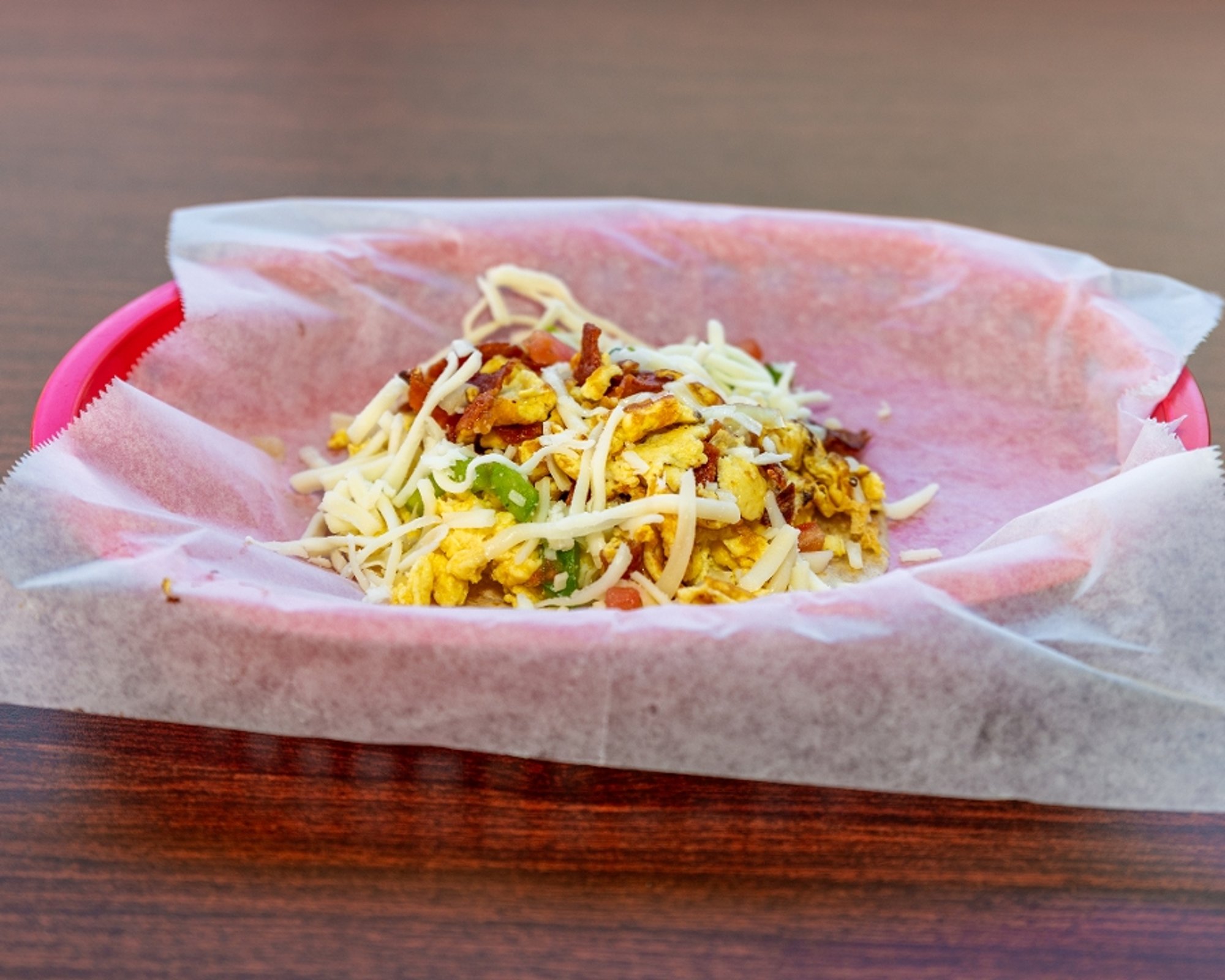 Egg & Cheese Taco with Bacon