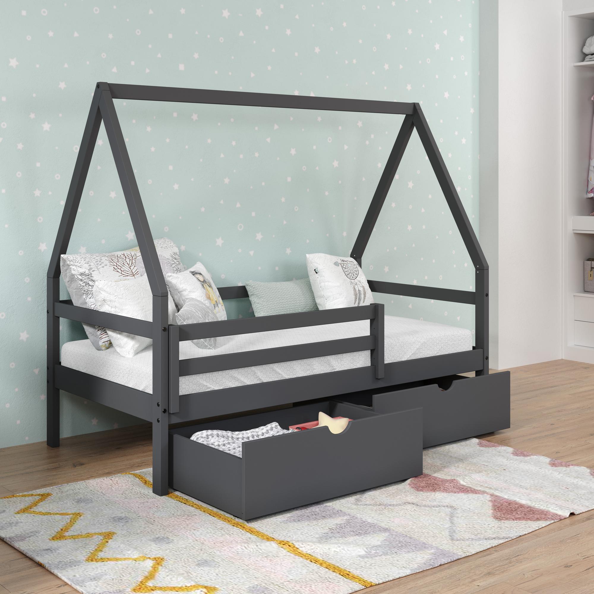 Modern Twin Dark Grey Bed w/Drawers