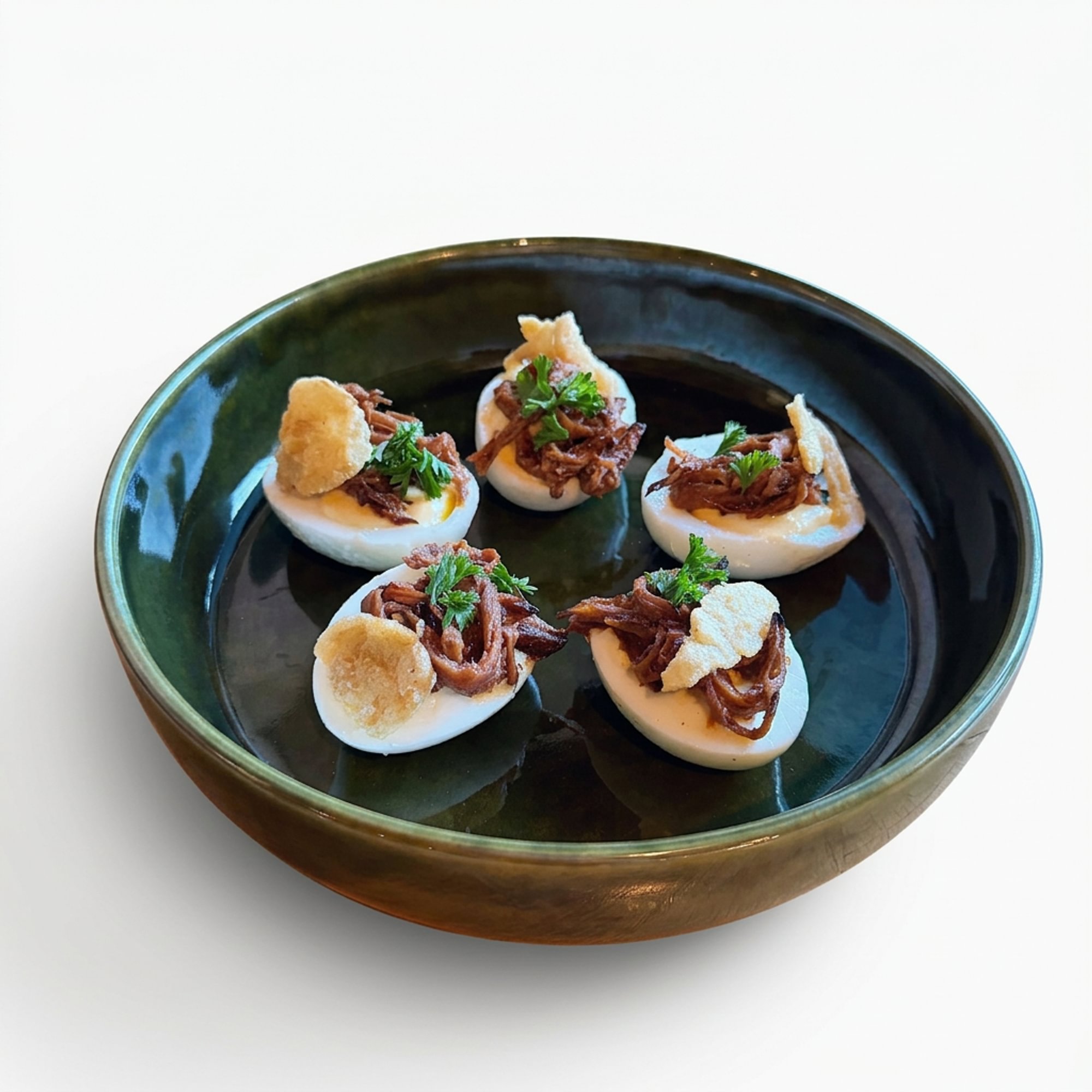 Burnt-End Deviled Eggs