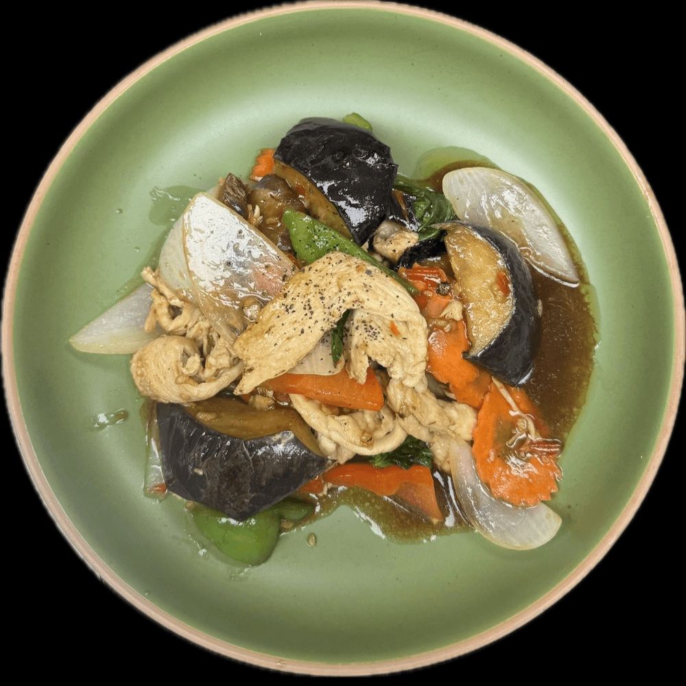 #24 Eggplant Basil Stir Fried Lunch
