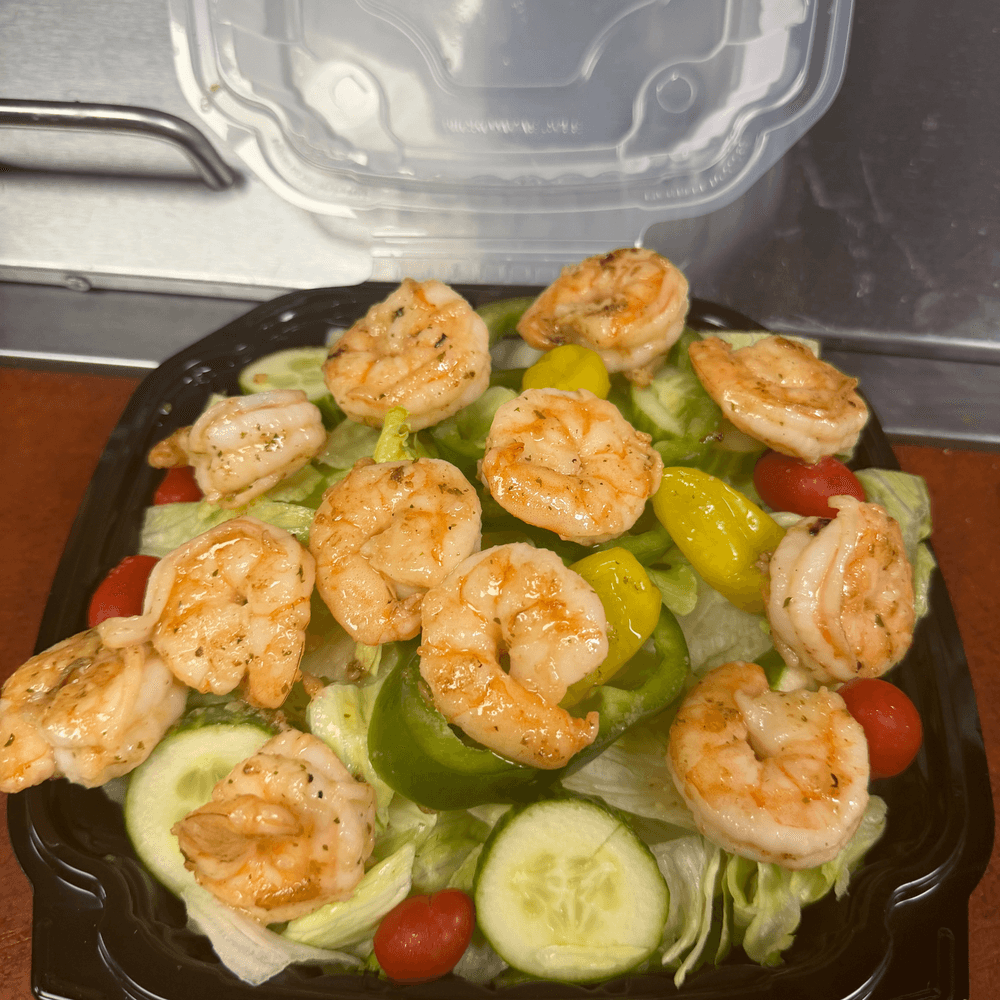 Shrimp Over Garden Salad