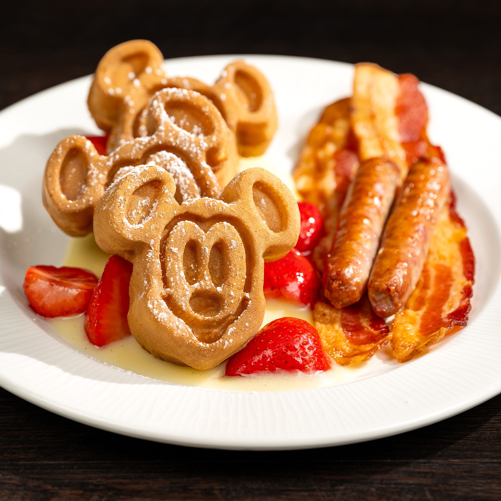Mickey-shaped Strawberry Waffles