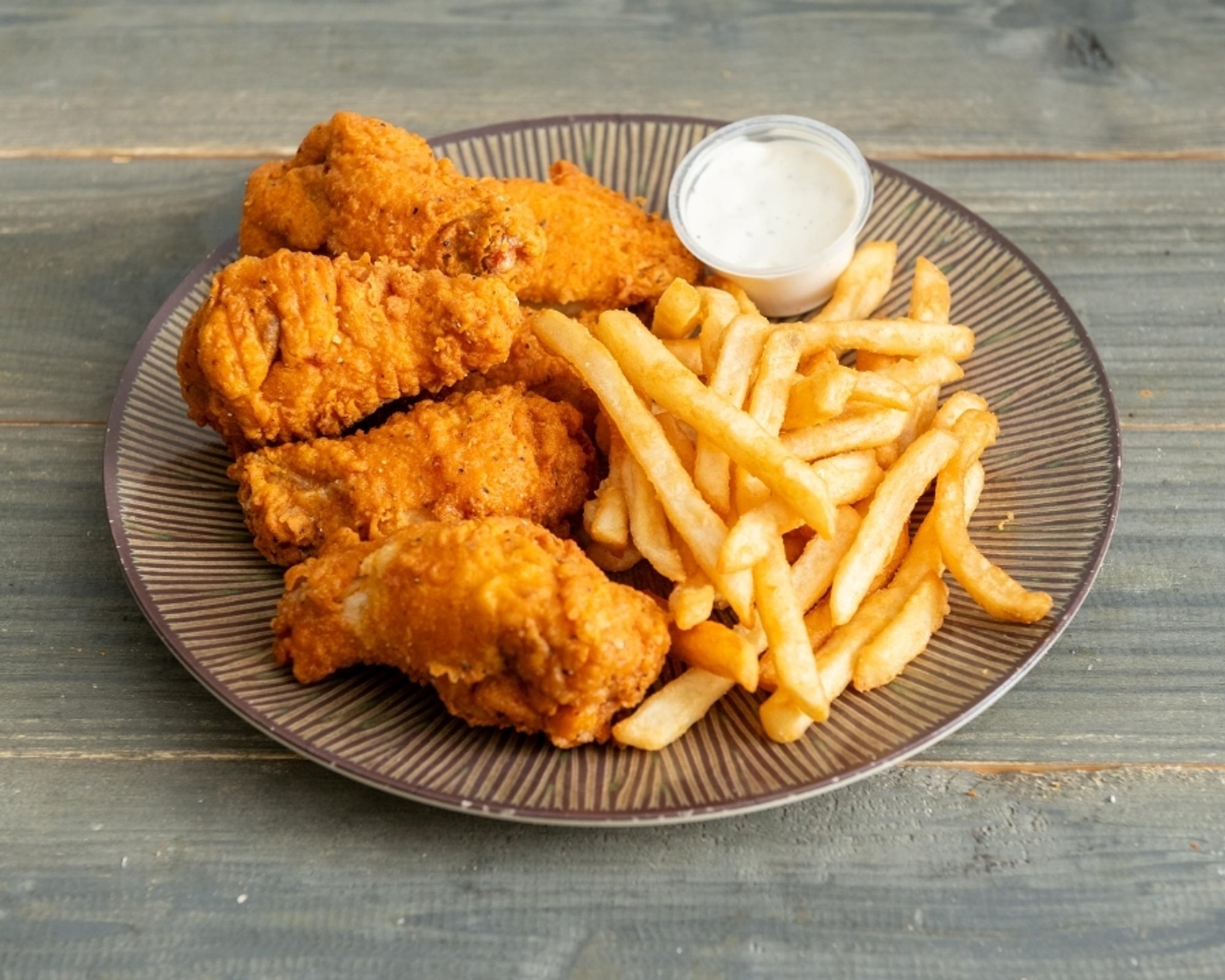 6 Pc Bone in Wings & Fries