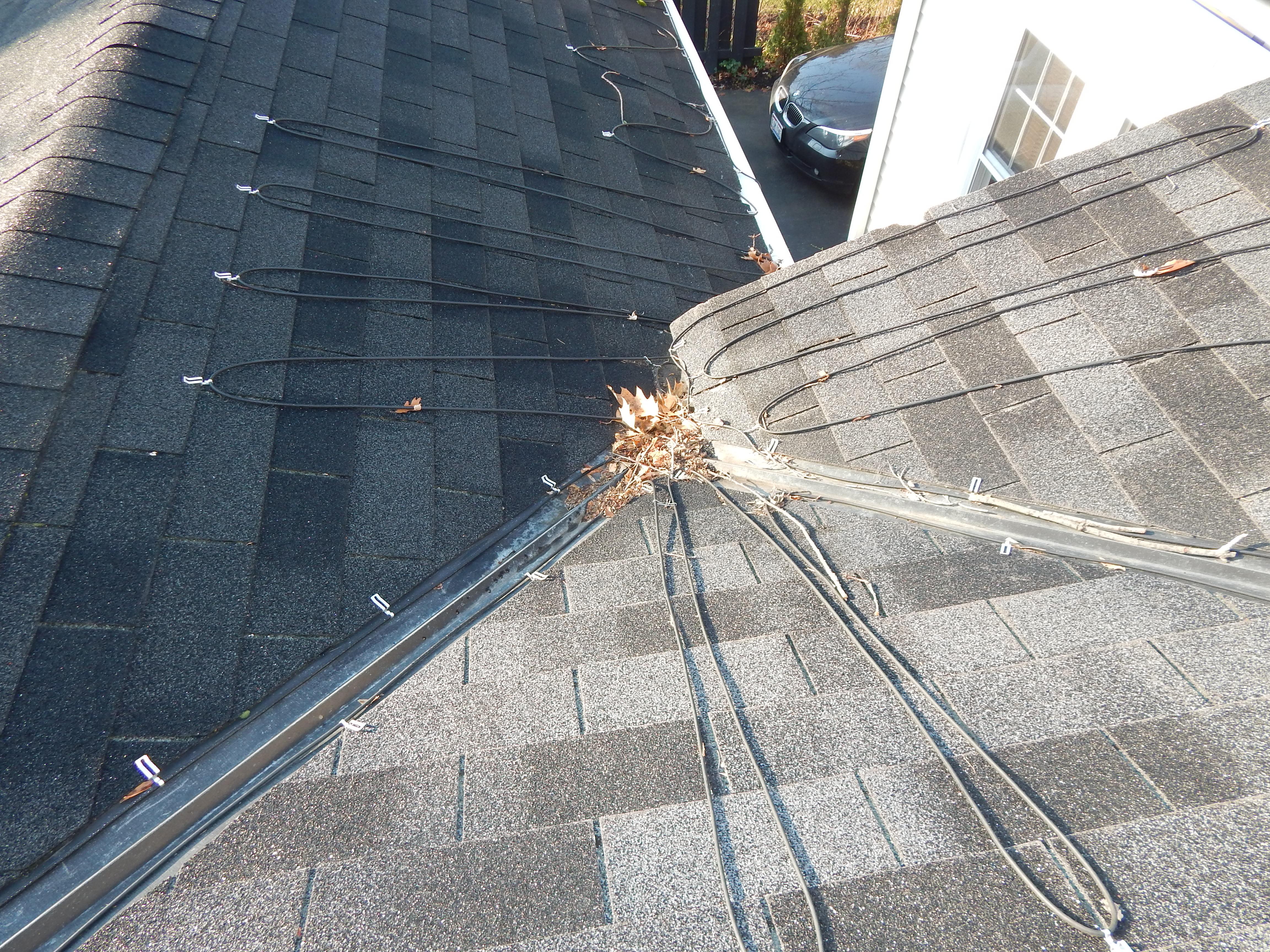 Heating cables are often installed in areas of a roof where ice dams are most prevalent. Heating cables do not prevent ice dams from occurring, but they can help reduce the damage done when they form. To help prevent ice dams, it is best to go to the source of the problem and address issues related to insulation and ventilation. 