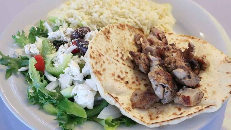 .Pork Souvlaki Platter