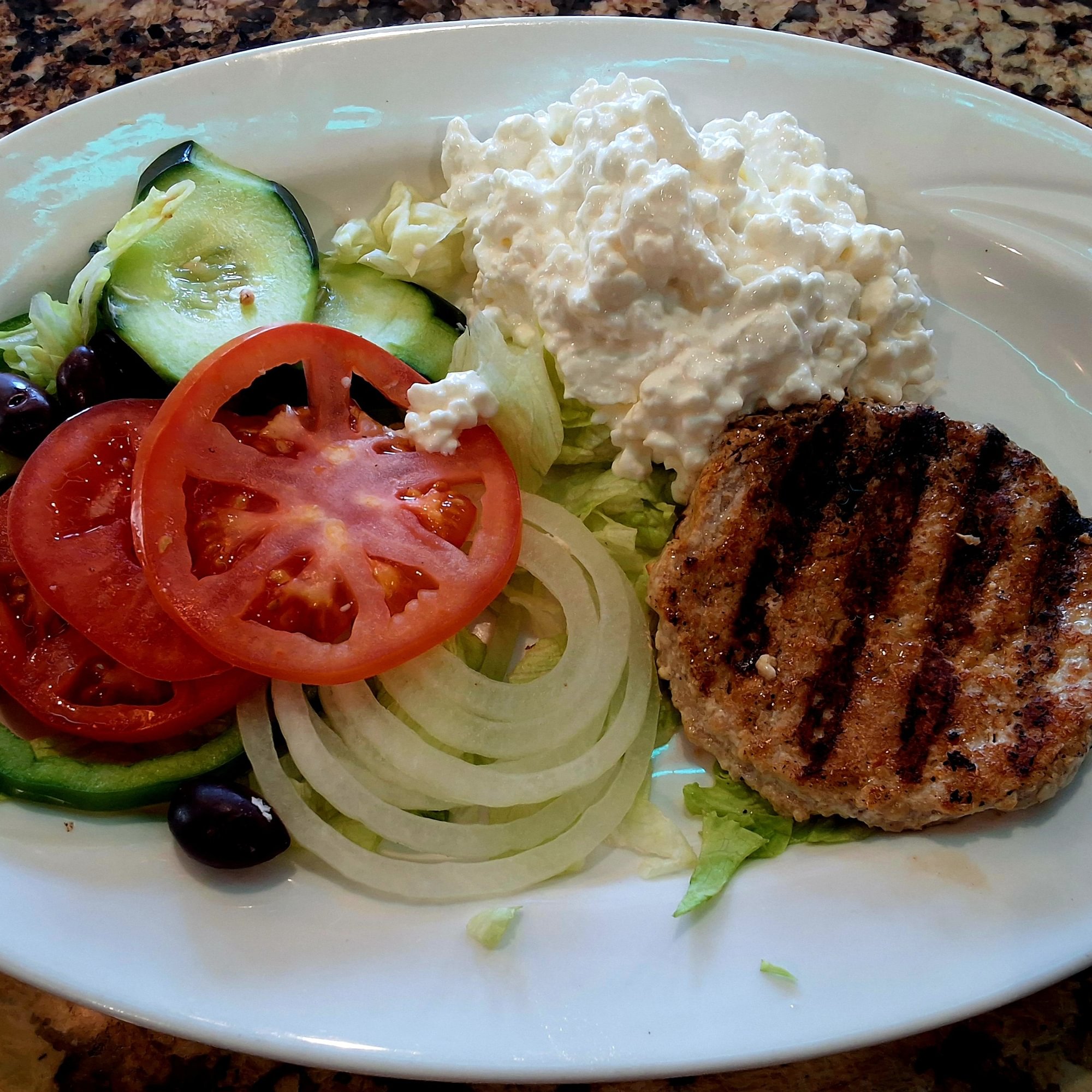 Burger Patty and Cottage Cheese