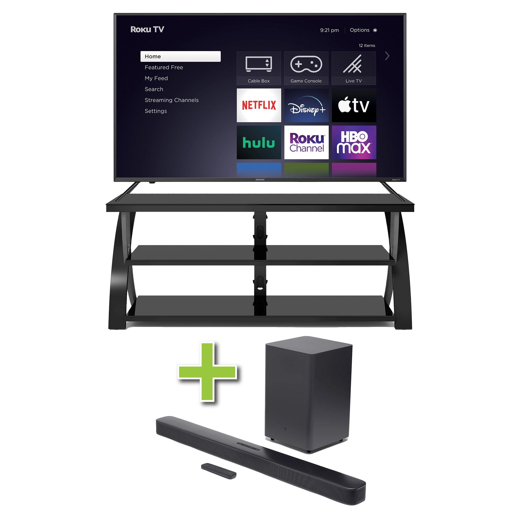 55" Element TV w/ Soundbar & TV Stand