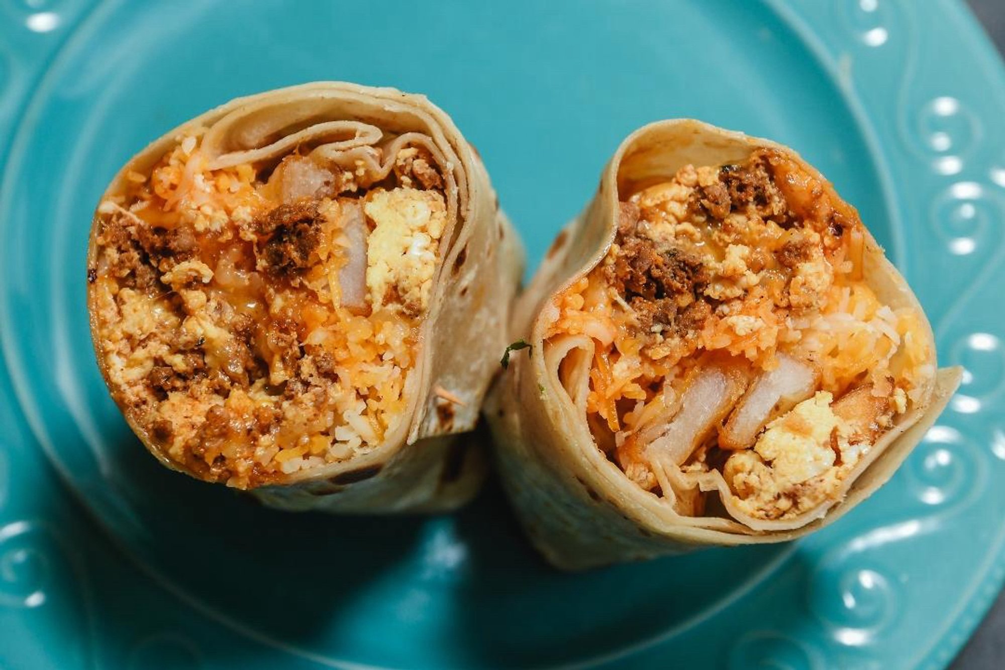 Chorizo (Mexican sausage) burrito