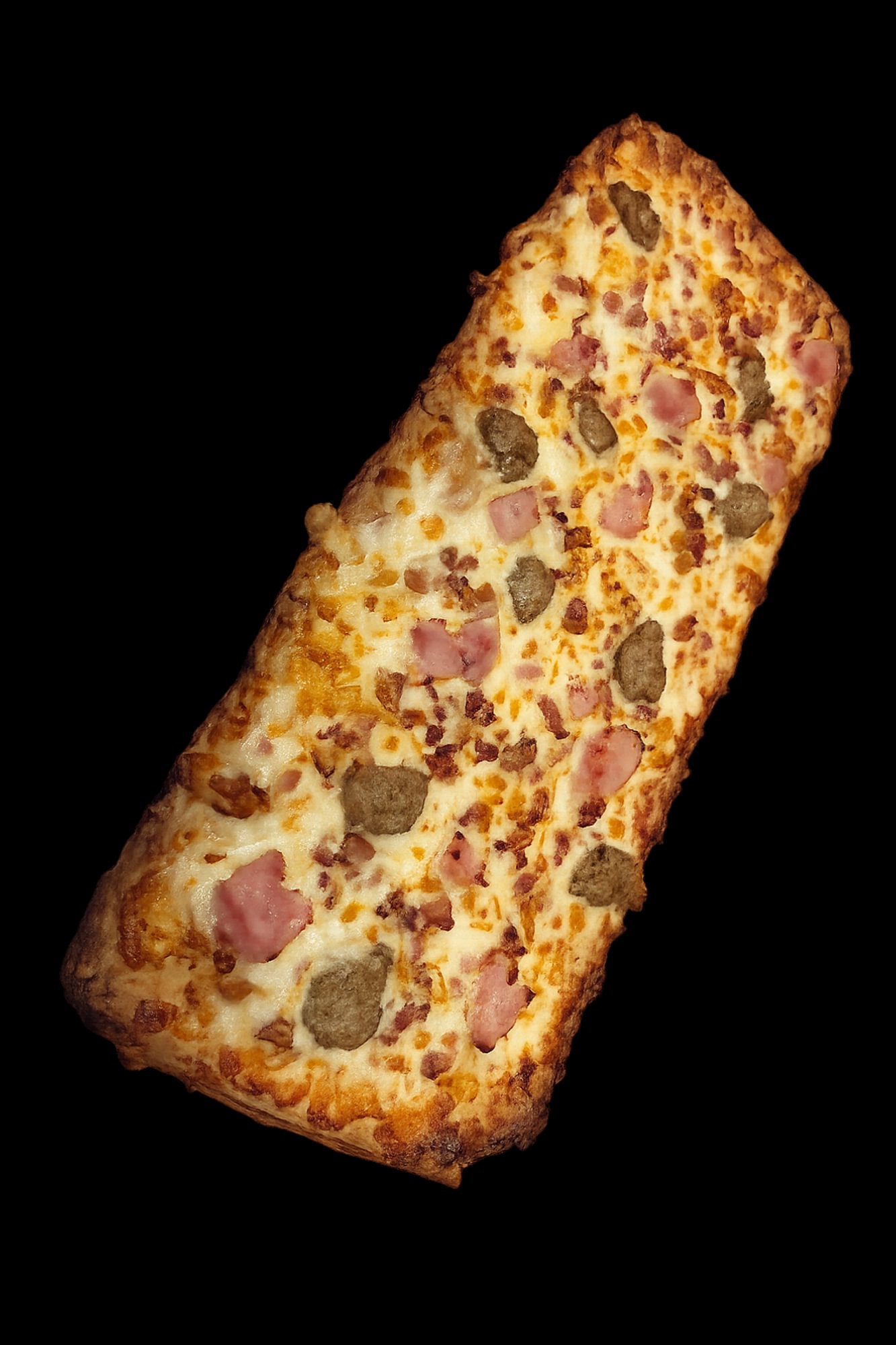 Bacon Sausage Ham Egg and Cheese Flatbread
