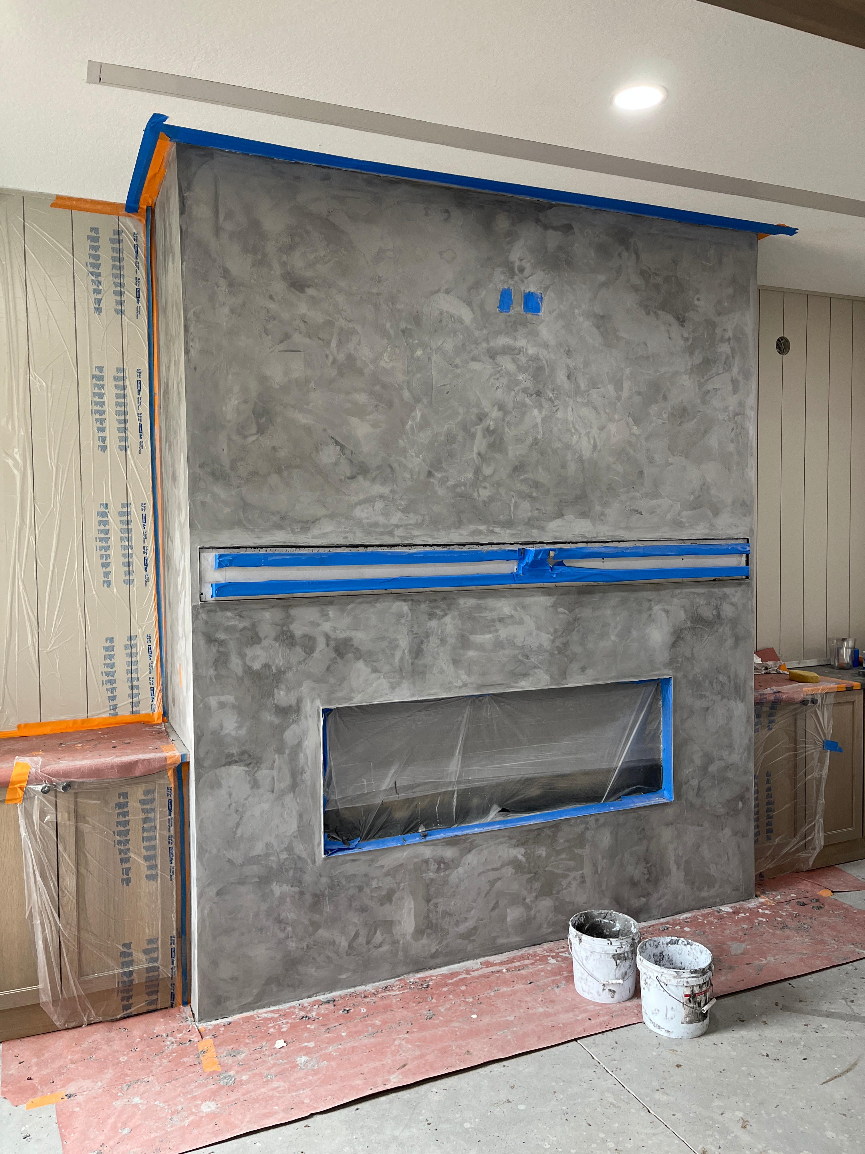 Marbled concrete fireplace in Waukee Iowa