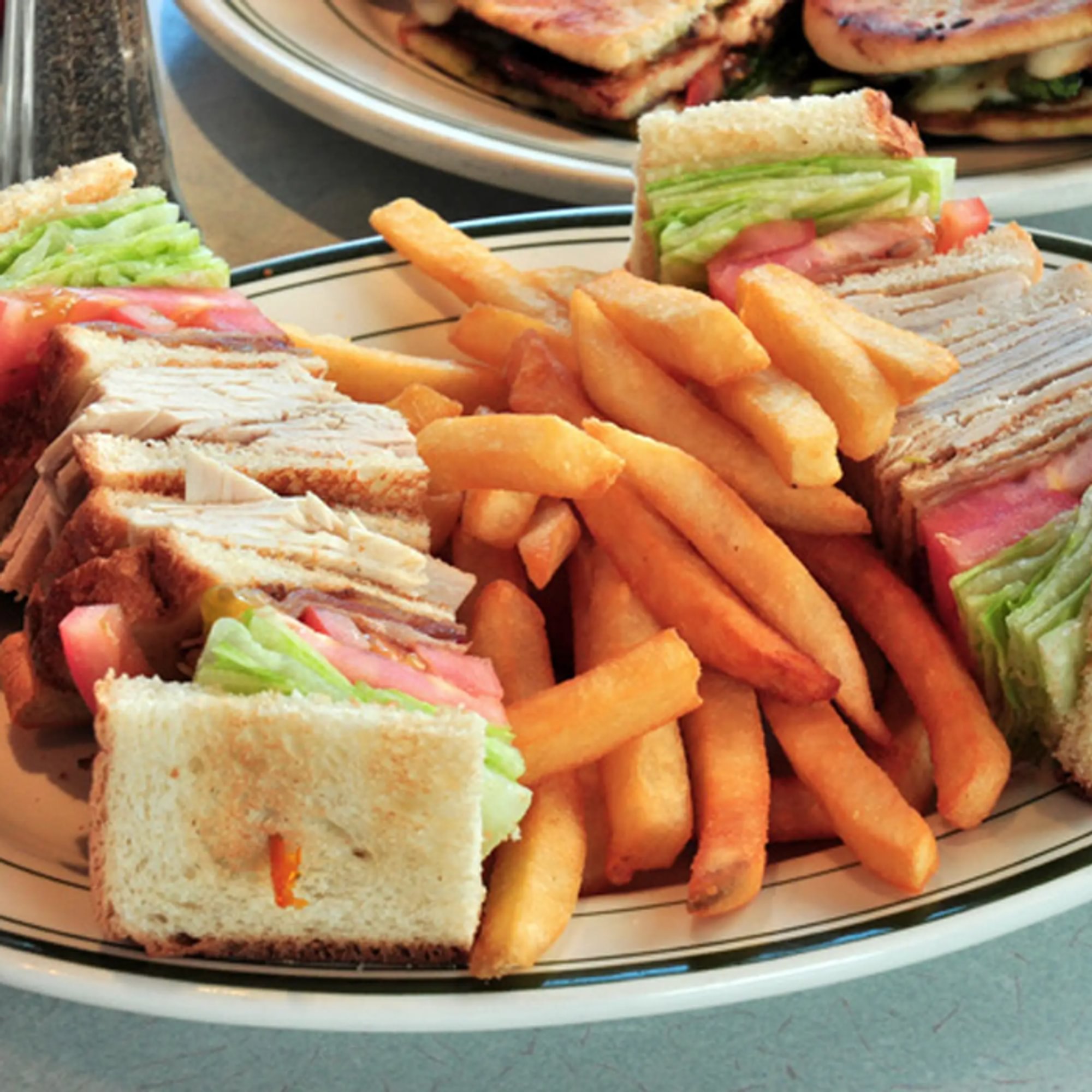 Sliced Turkey and Bacon Triple Decker Sandwich