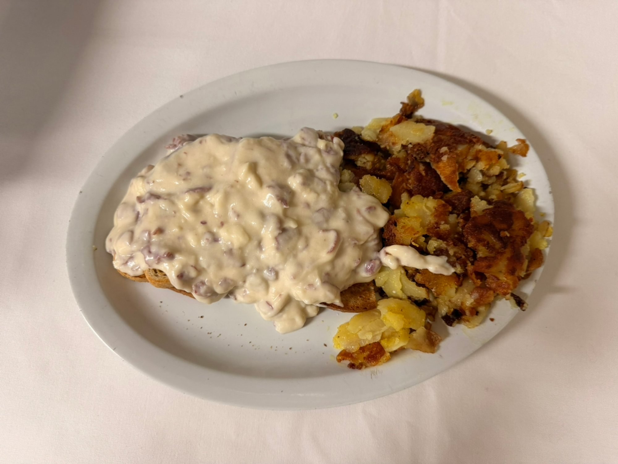 Creamed Chipped Beef on Toast with Home Fries