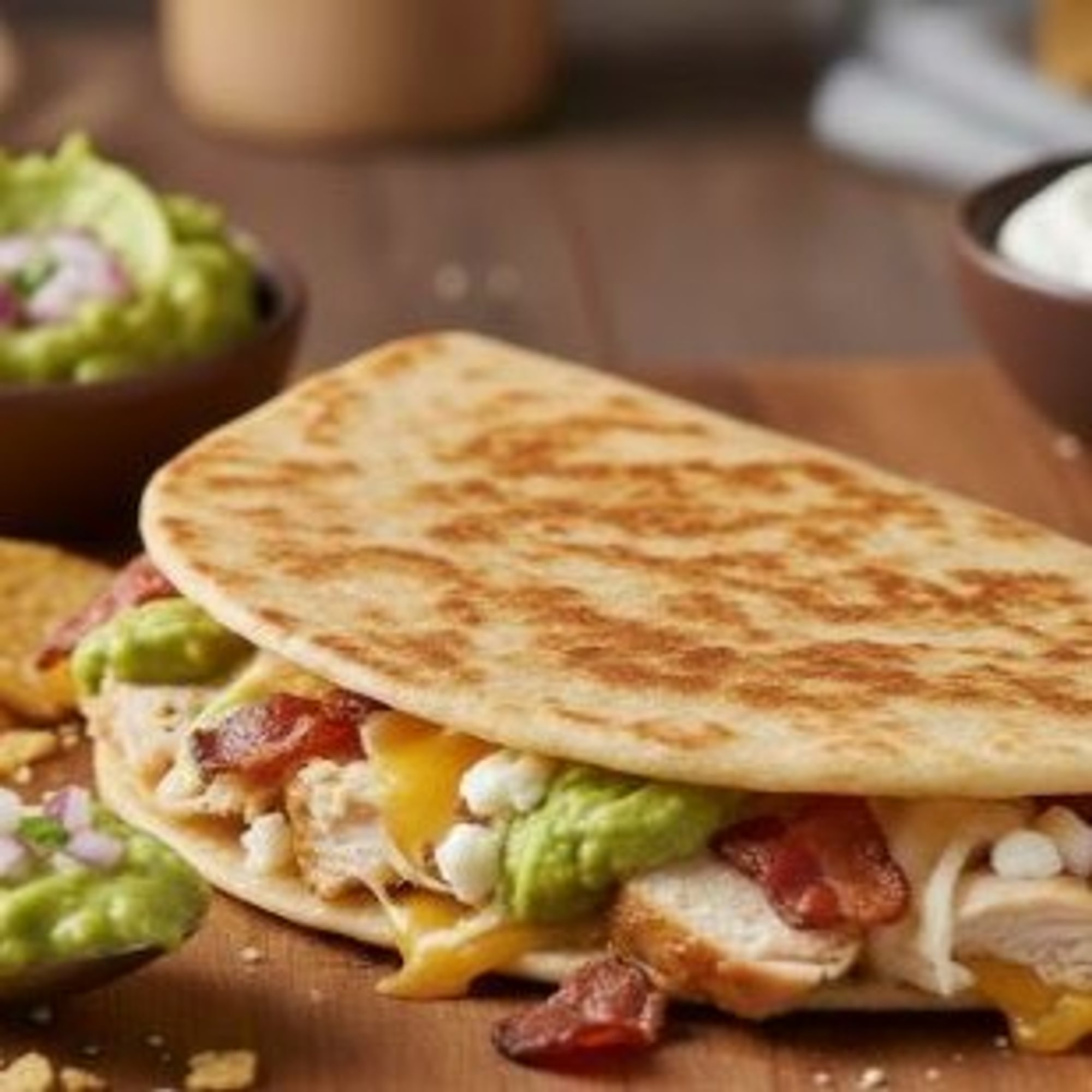 Chicken Bacon and Guacamole Quesadilla