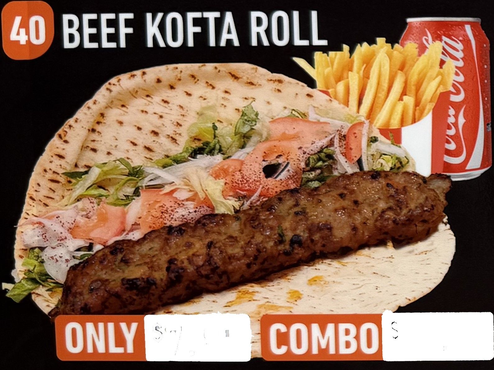 #51 Beef Kofta Roll W/ Fries And Can Soda\Before. #40