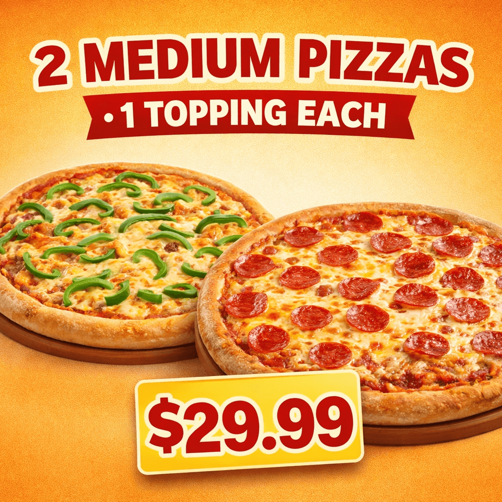 2 Medium Pizzas
