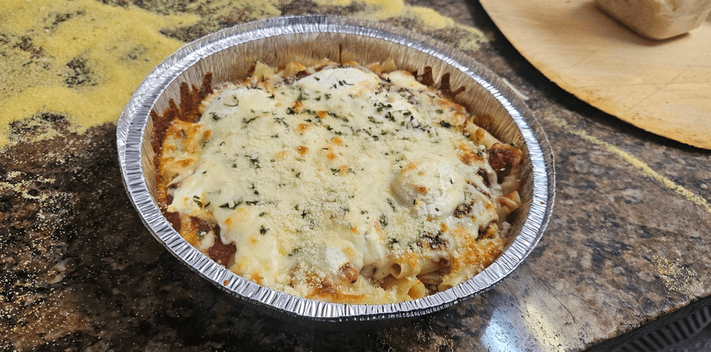 Baked Ziti (with Side Salad & Garlic Knots)