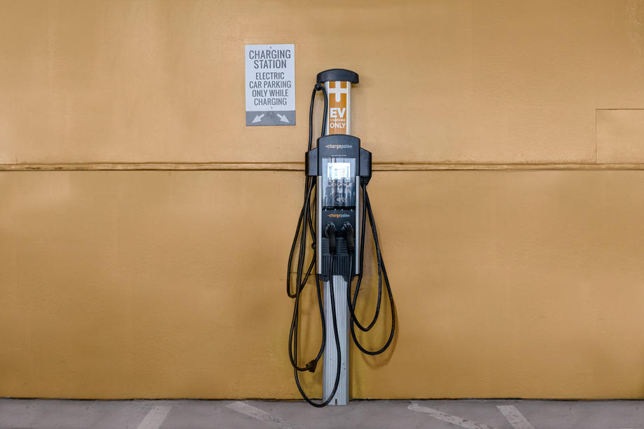 Electric vehicle car charging station at Camden Shady Grove in Rockville, MD