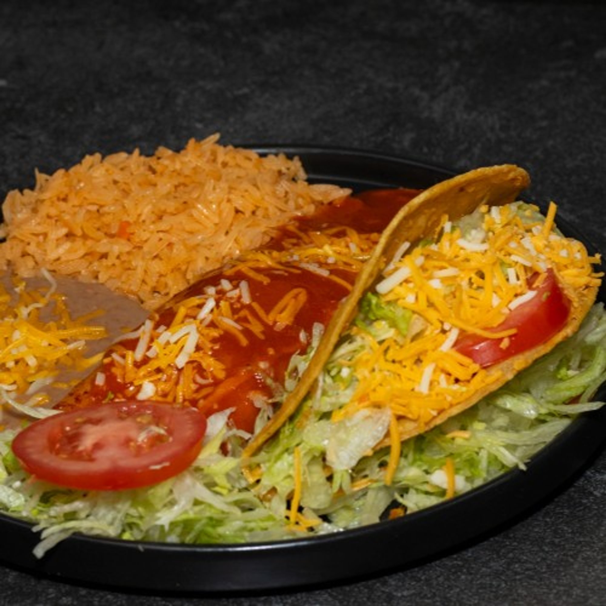 Beef Taco, Enchilada Plate