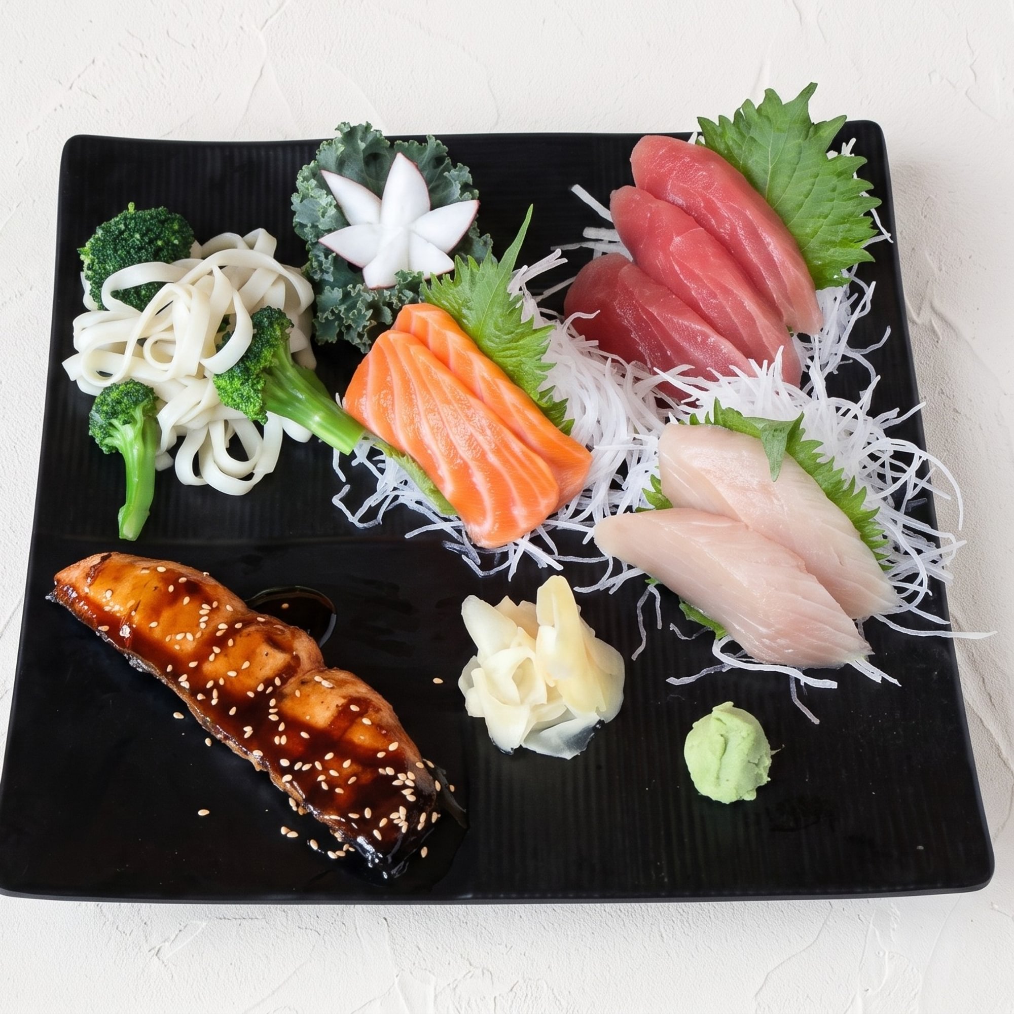 Salmon Teriyaki and Sushi or Sashimi Dinner Combination